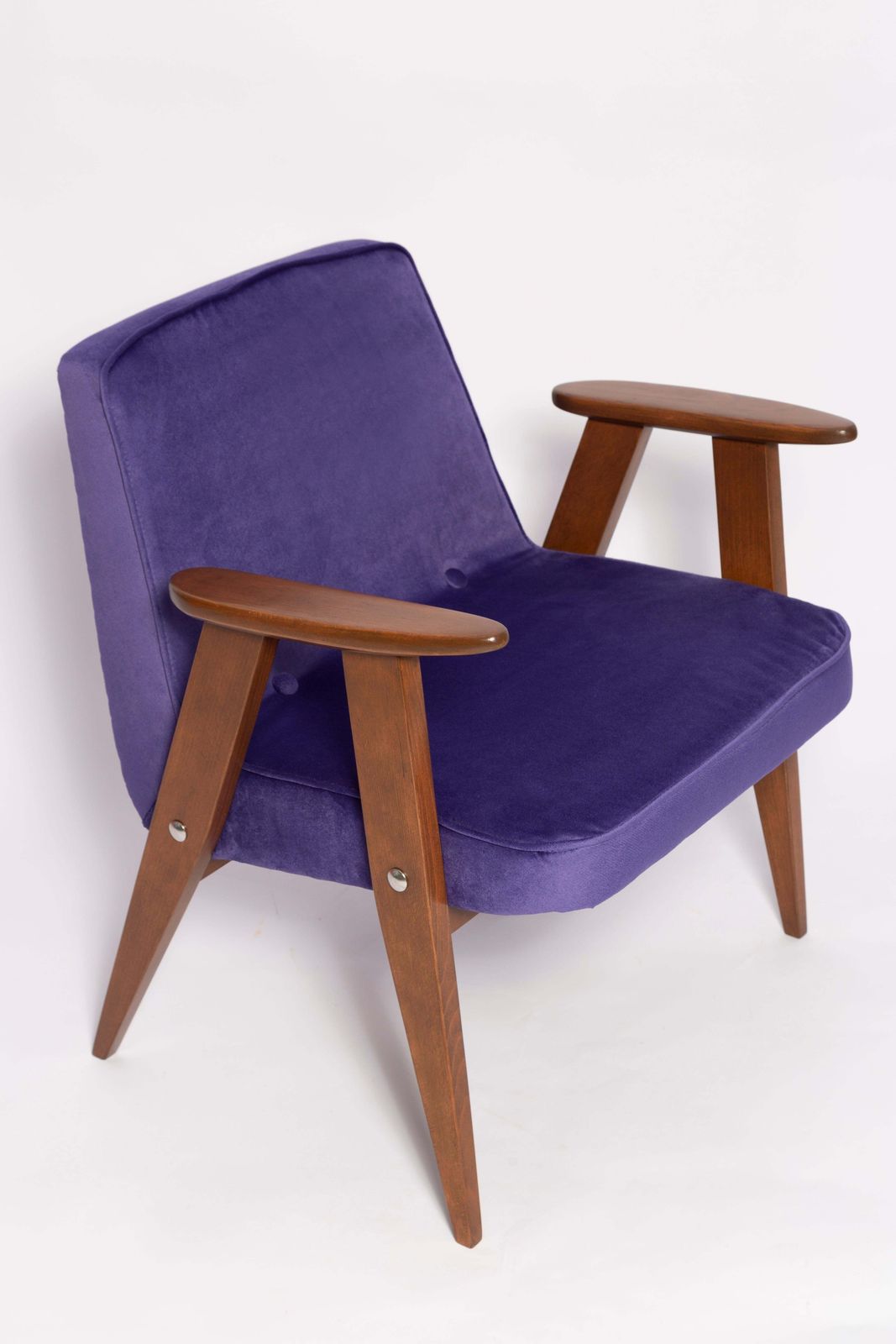 Mid Century 366 Armchair In Purple Velvet, By Jozef Chierowski, Europe 1960s photo Furniture