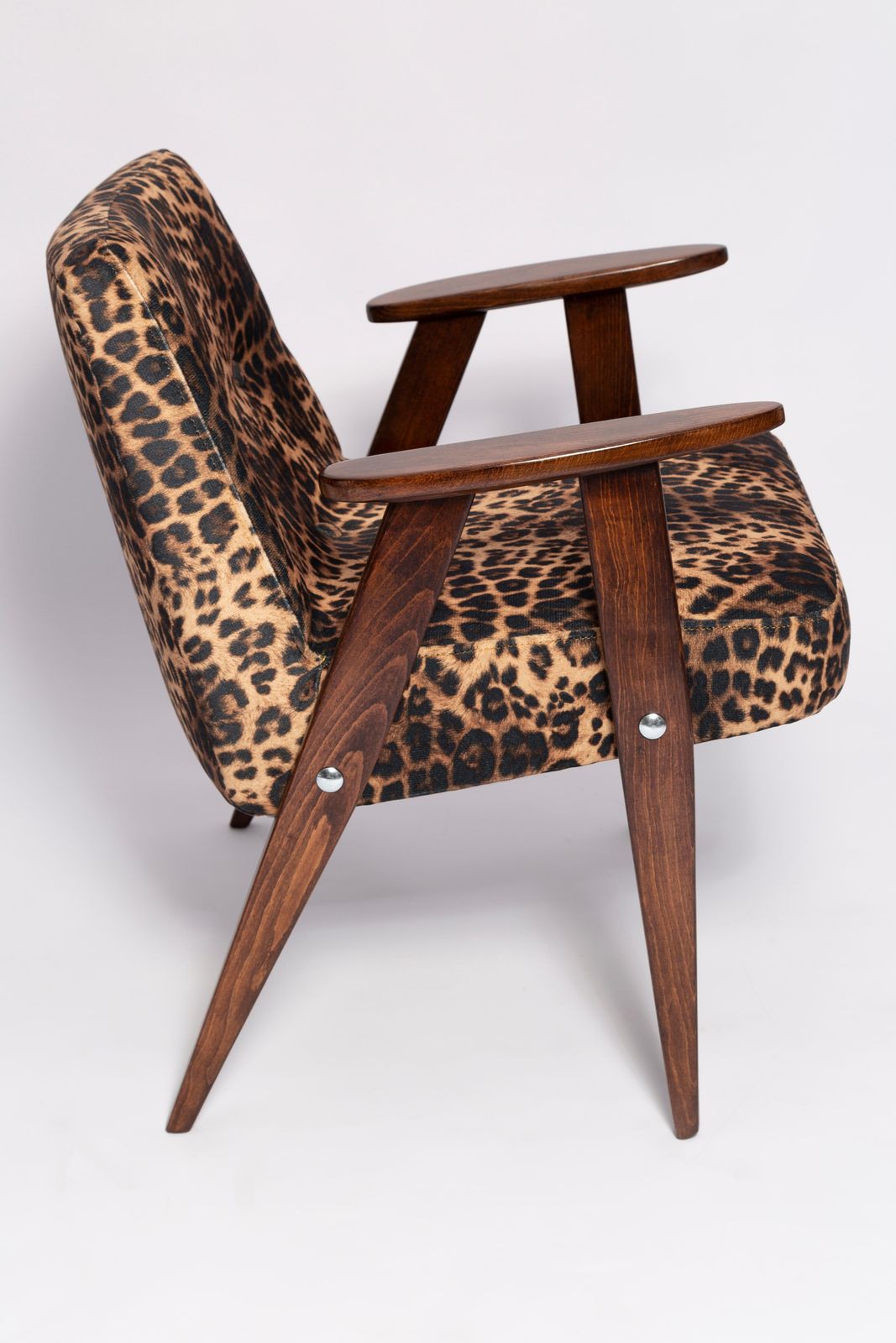 Mid Century 366 Armchair In Leopard Print Velvet, Jozef Chierowski, Europe 1960s photo vintage