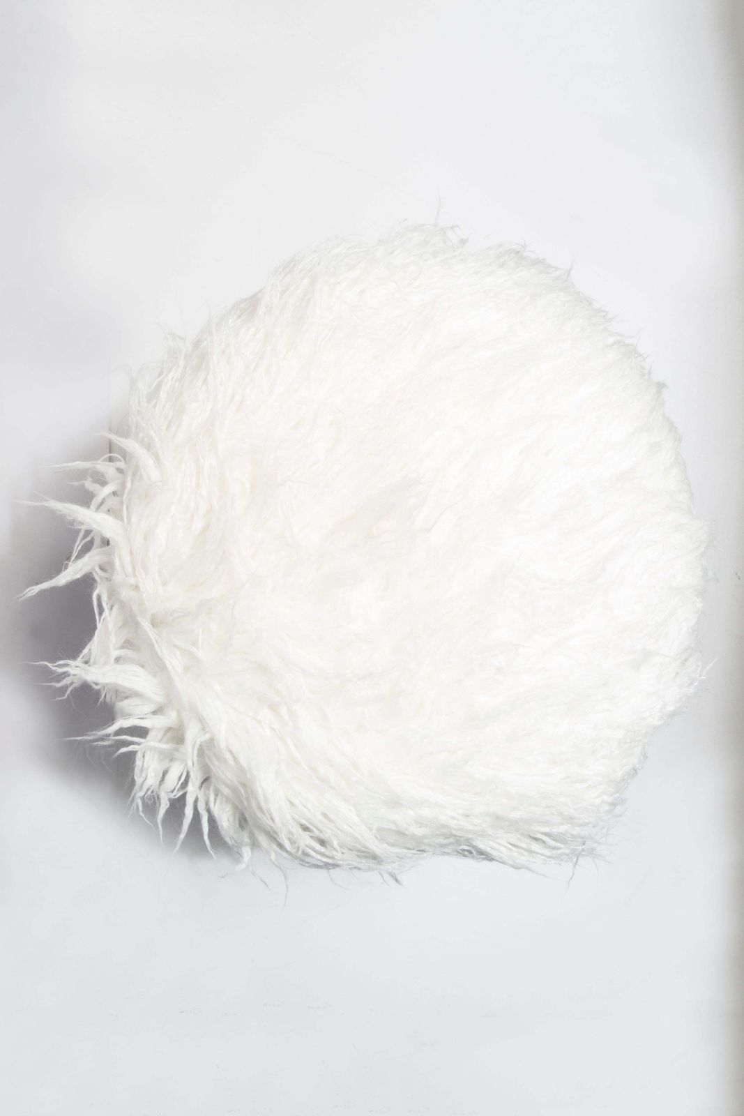 Mid Century Alpaca White Faux Fur Stool, Europe, 1960s photo 213.0