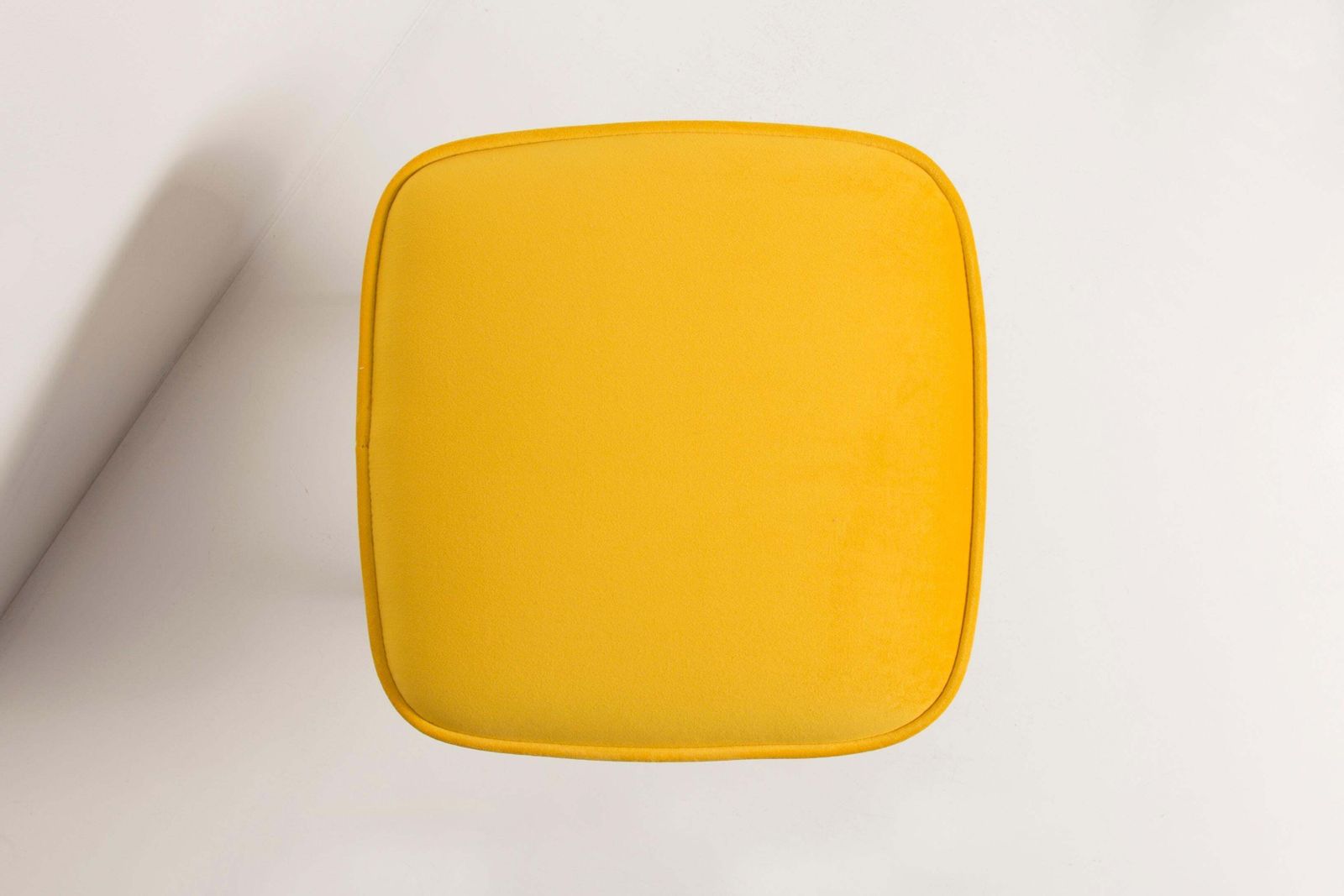 Mid Century Mustard Yellow Velvet Foot Stool, Poland, 1960s photo vintage