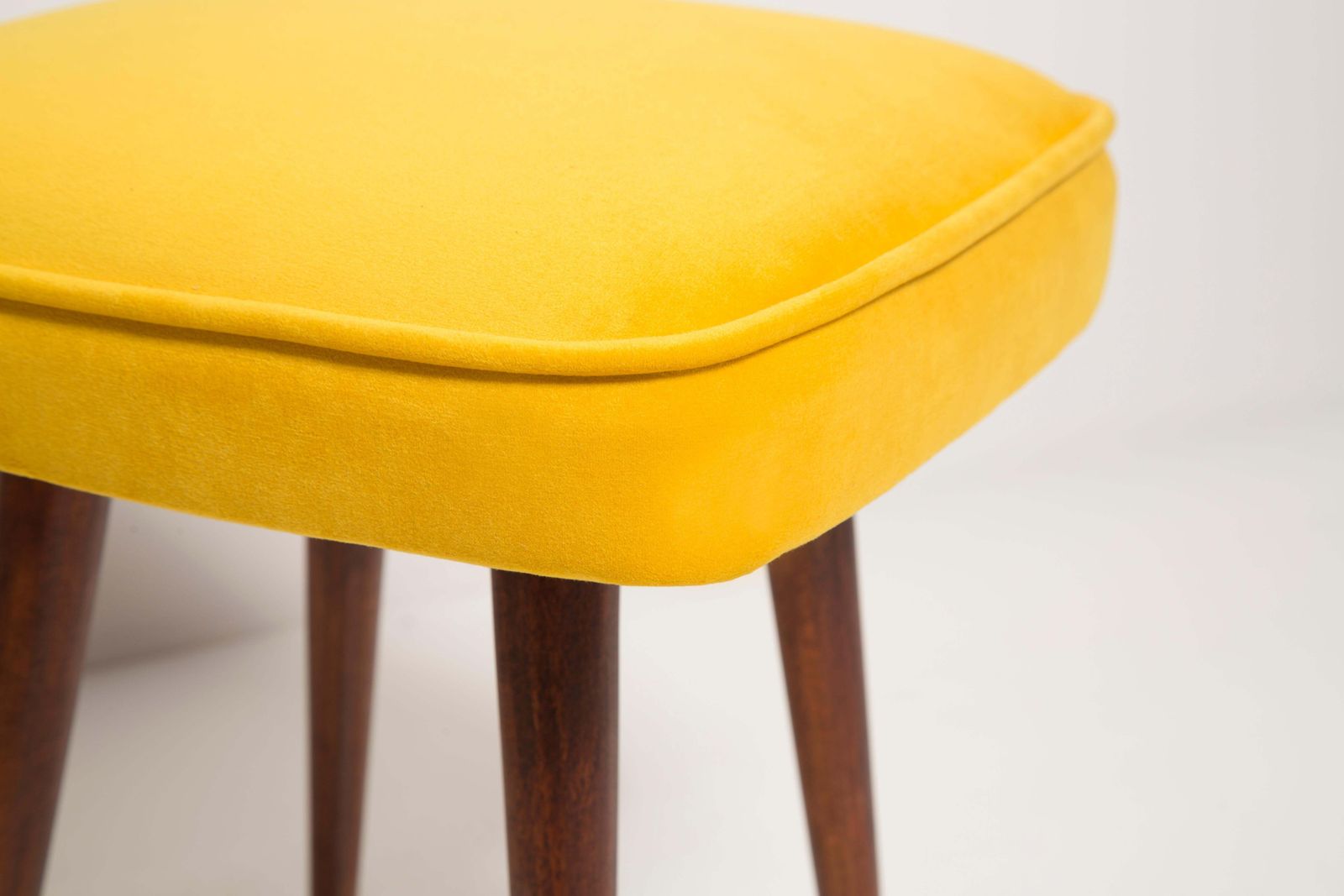 213.0 Mid Century Mustard Yellow Velvet Foot Stool, Poland, 1960s photo