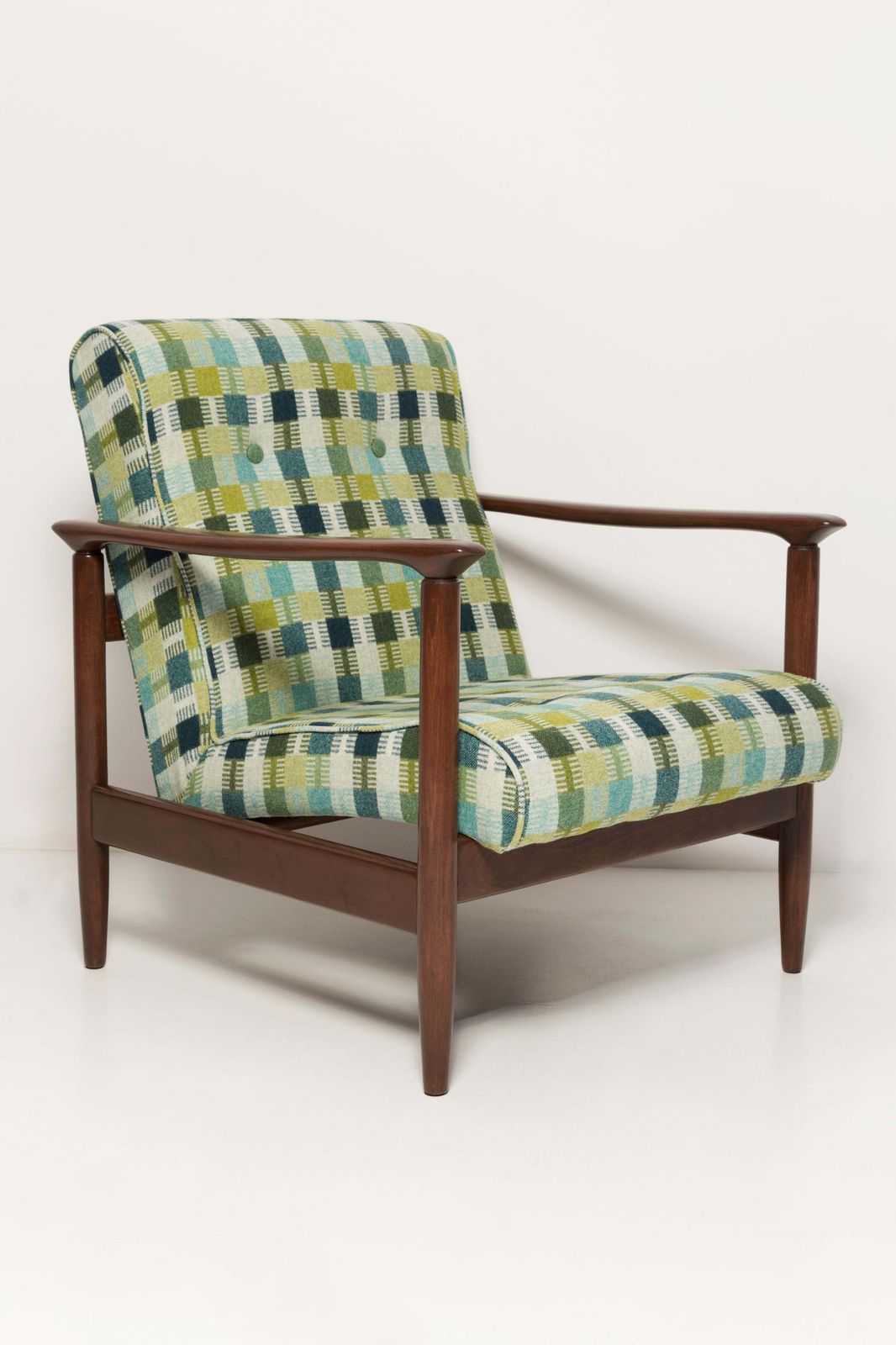 Mid Century Green Wool Armchair, Gfm 142, Edmund Homa, Europe, 1960s photo furniture