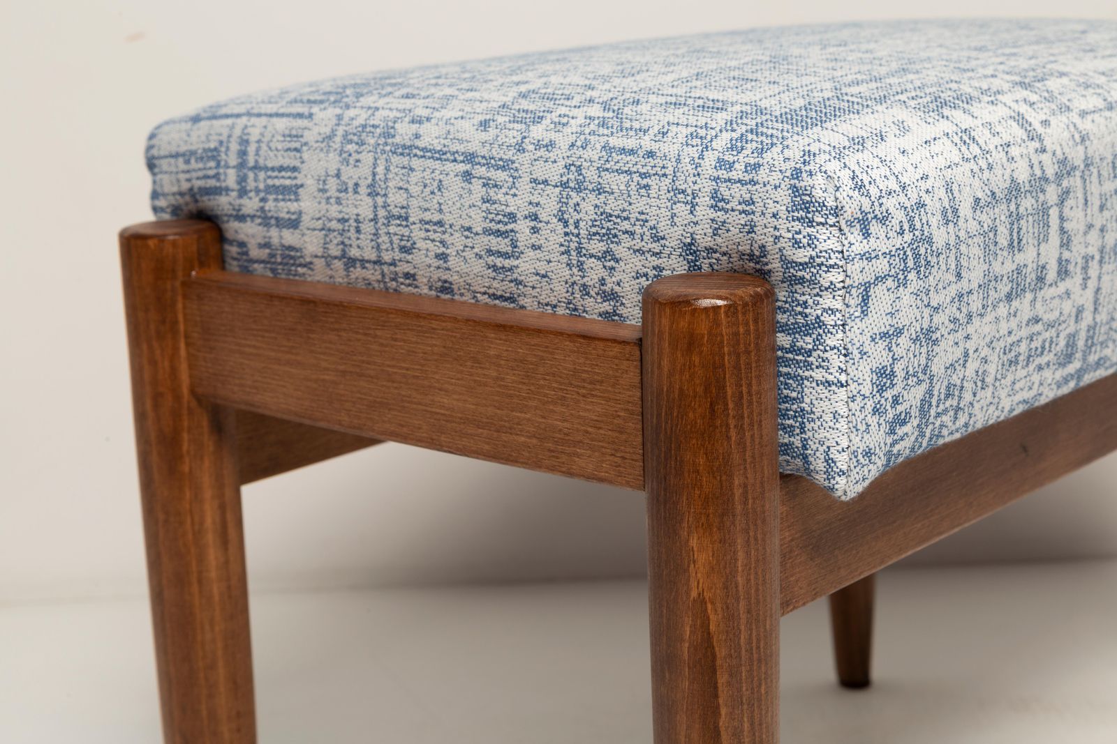 Midcentury Vintage White And Blue Linen Stool, Edmund Homa, Europe, 1960s photo buy
