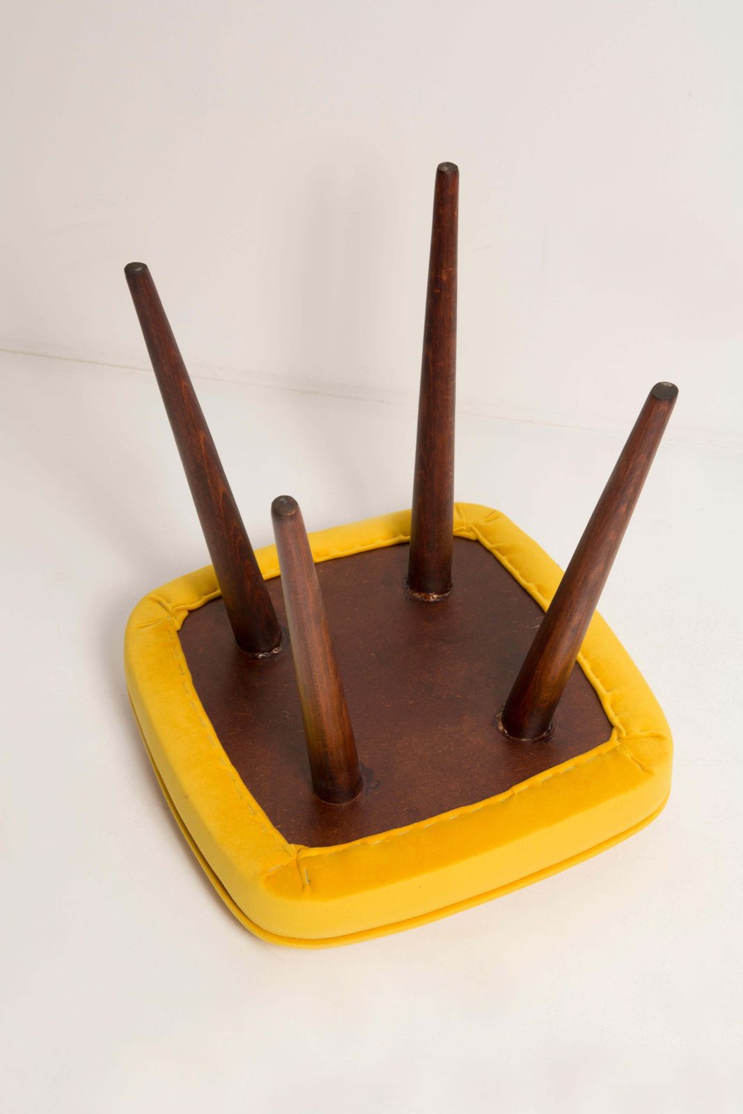 photo buy Set Of Two Mid Century Yellow Velvet Foot Stools, Europe, 1960s