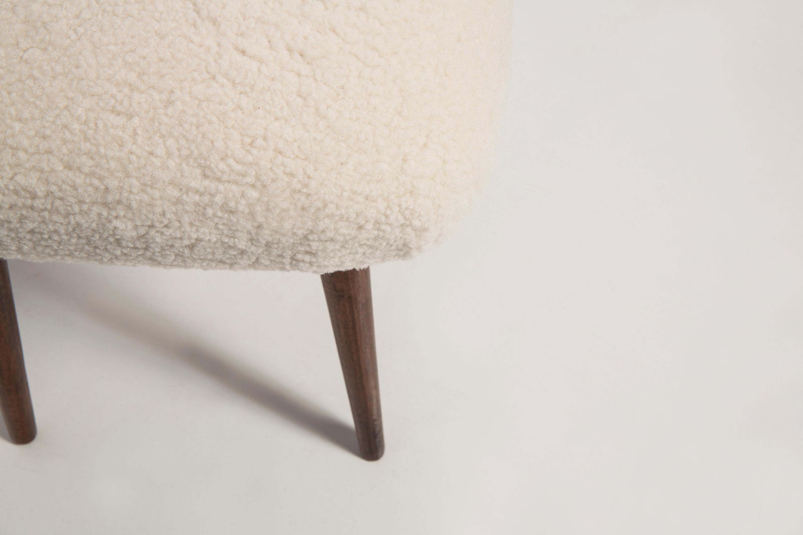 Set Of Two Mid Century Modern Light Beige Boucle Stool, Europe, 1960s photo vinterior