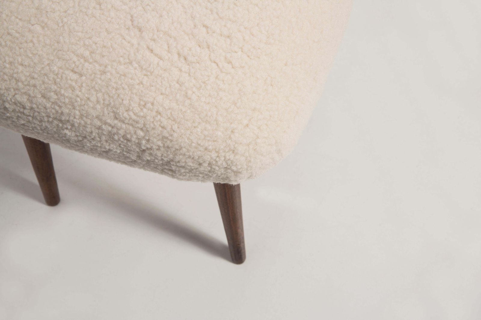 Set Of Two Mid Century Modern Light Beige Boucle Stool, Europe, 1960s photo buy