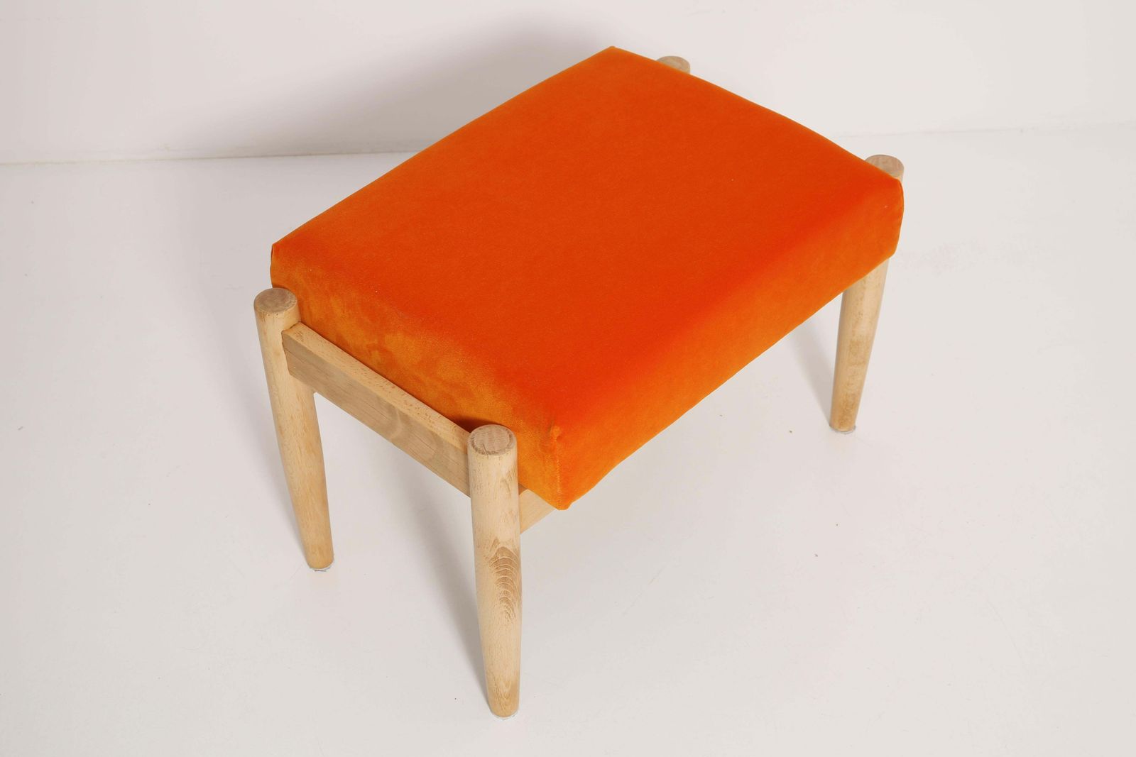 Mid Century Orange Velvet Vintage Stool, Edmund Homa, 1960s photo for sale
