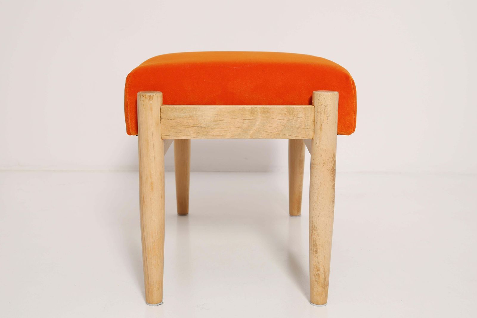 Mid Century Orange Velvet Vintage Stool, Edmund Homa, 1960s photo 340.0