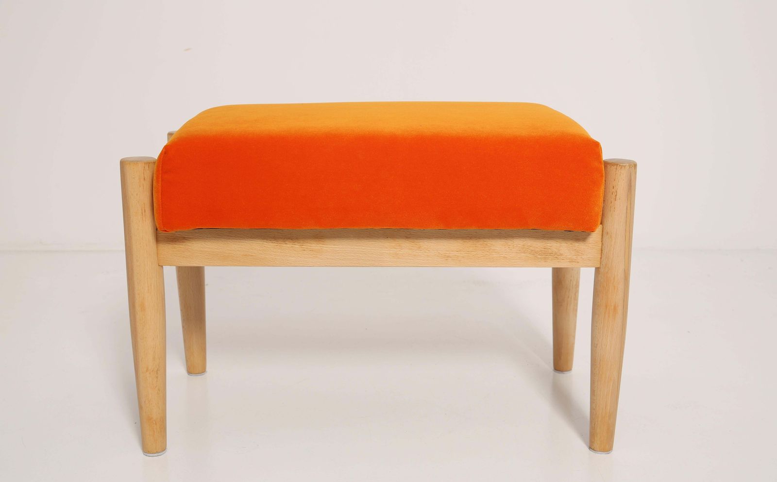 Mid Century Orange Velvet Vintage Stool, Edmund Homa, 1960s photo vinterior