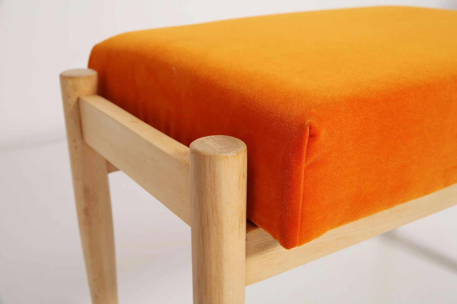 Mid Century Orange Velvet Vintage Stool, Edmund Homa, 1960s photo buy