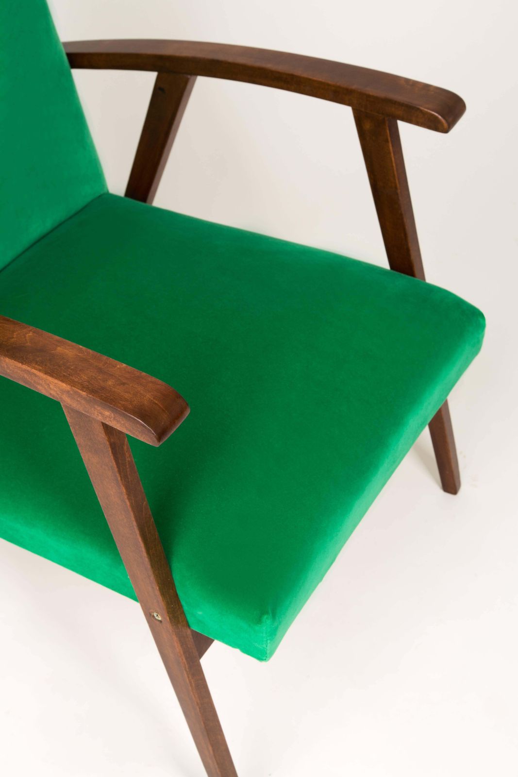Art Deco, Vintage Groene Fluwelen Fauteuil, Ca. Jaren 1960 photo for sale