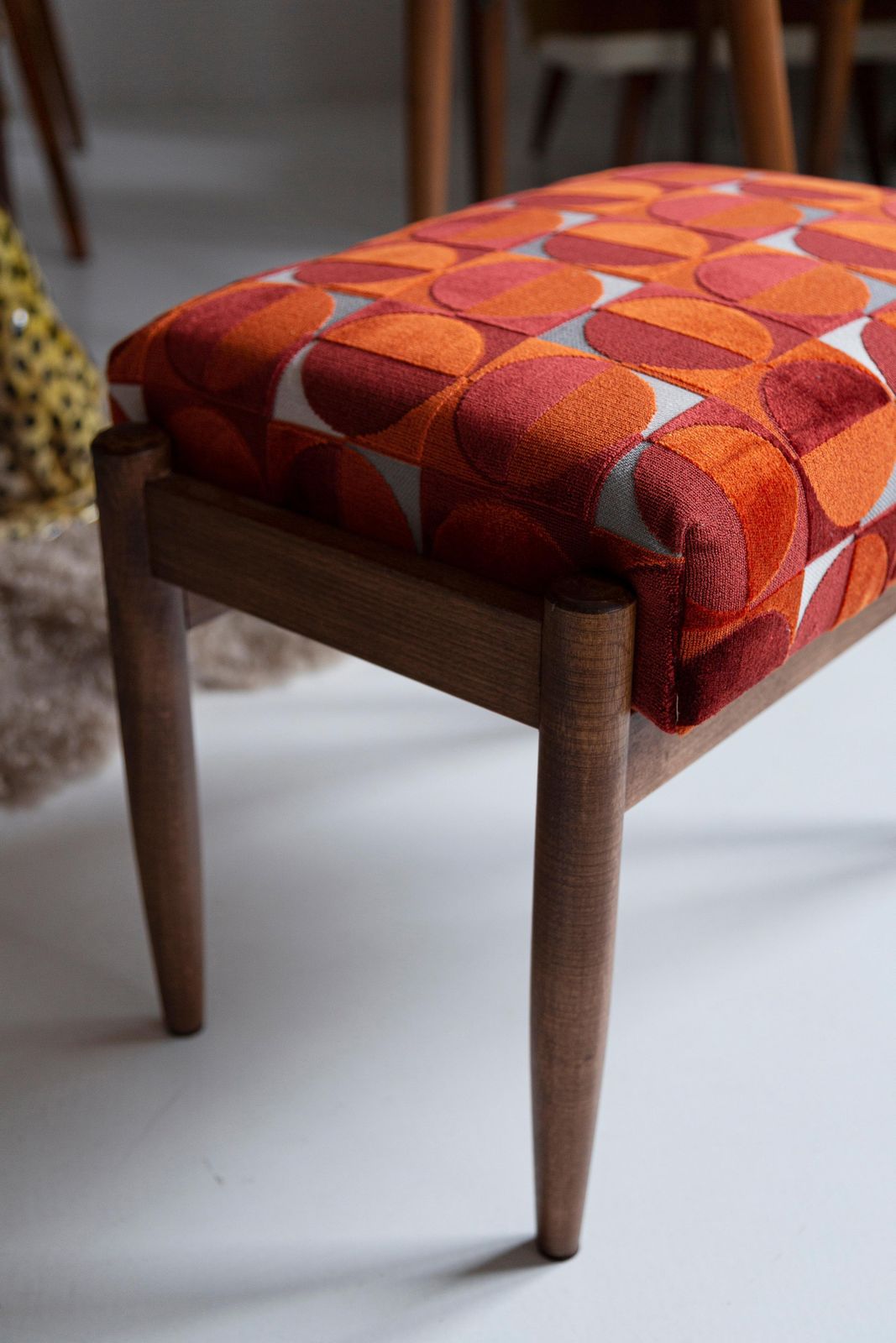 Pair Of Midcentury Red And Orange Vintage Stools, Edmund Homa, 1960s photo Furniture
