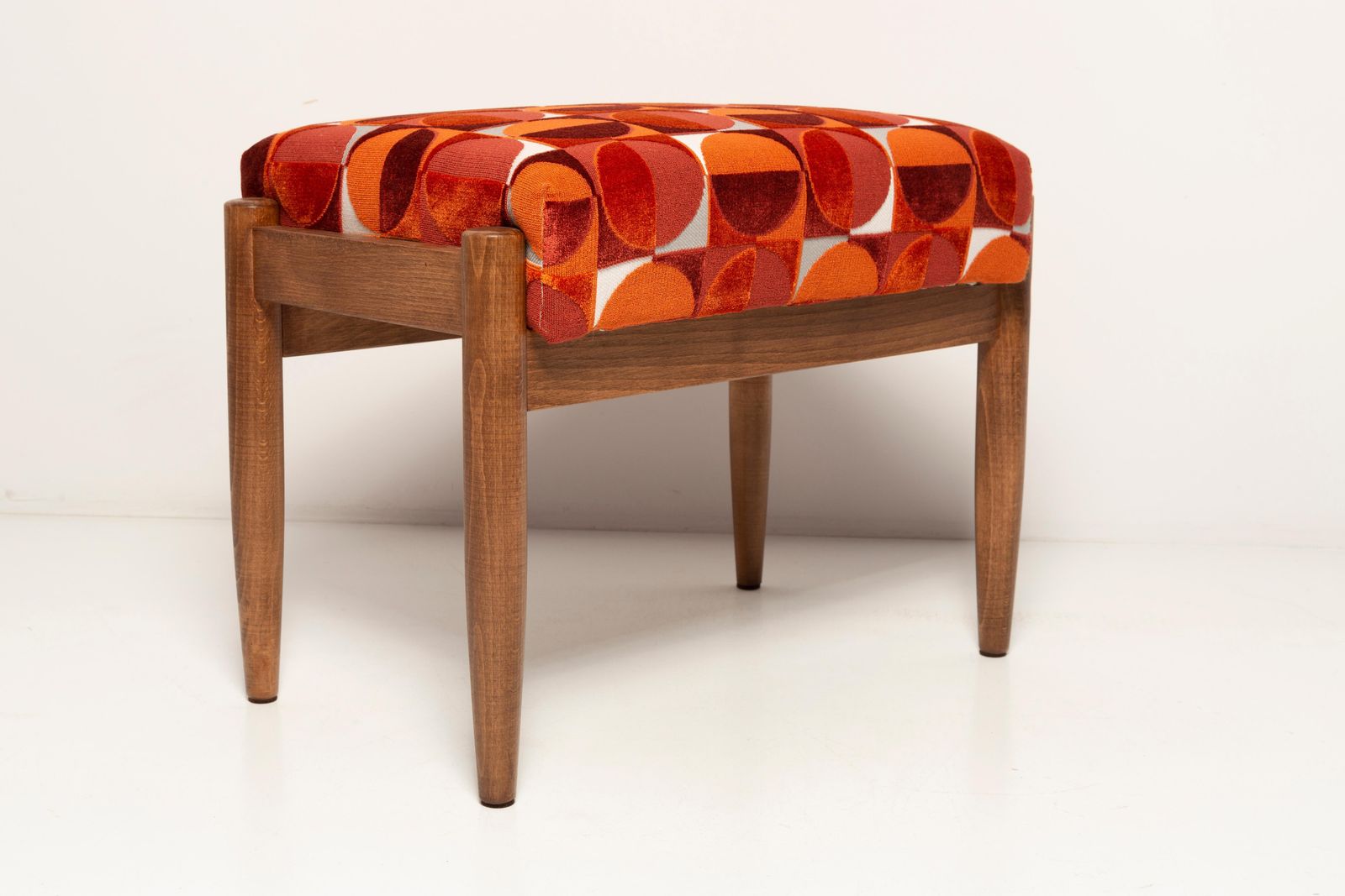 Pair Of Midcentury Red And Orange Vintage Stools, Edmund Homa, 1960s photo vintage
