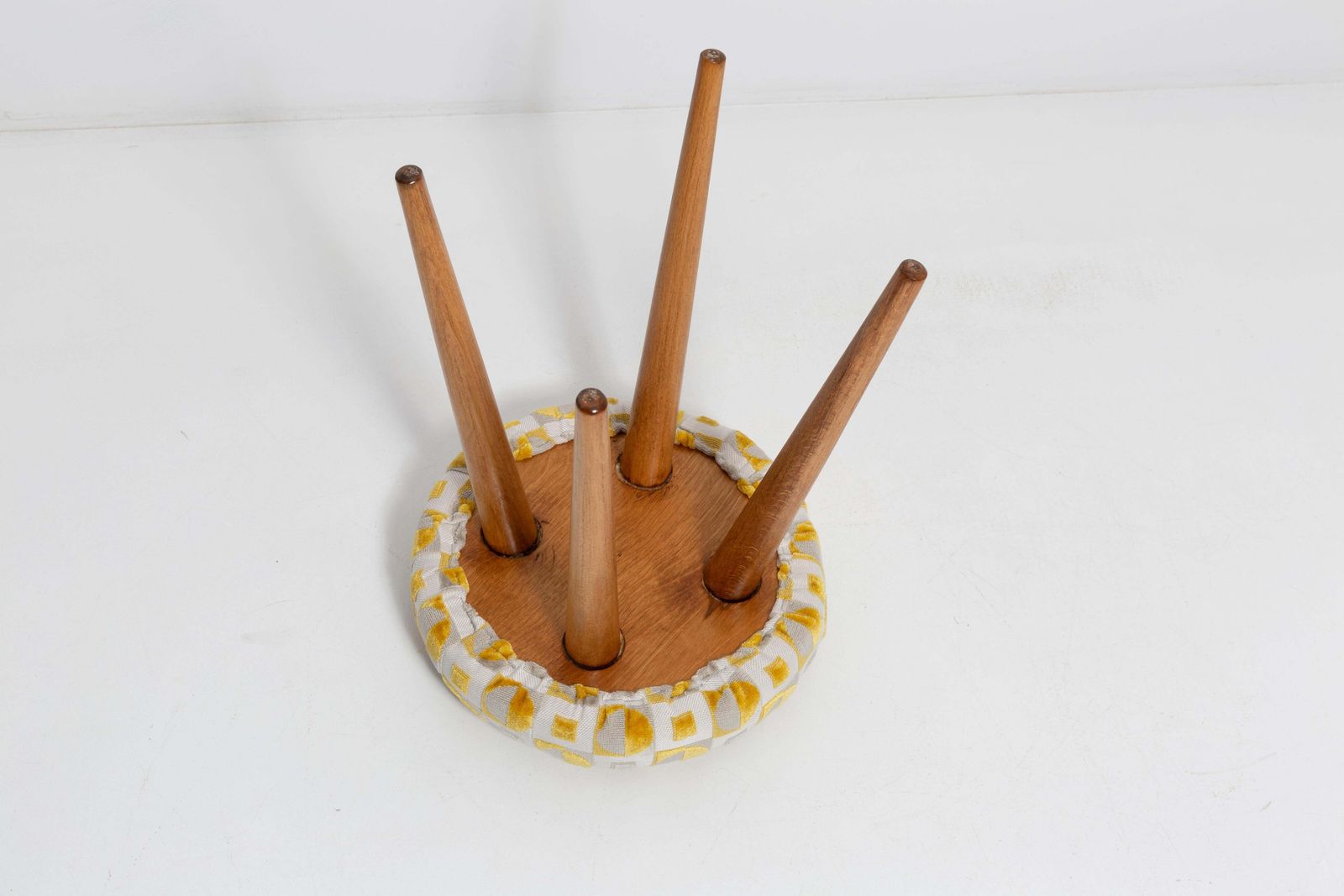 Set Of Two Mid Century Yellow And Beige Stools, Europe, 1960s photo buy