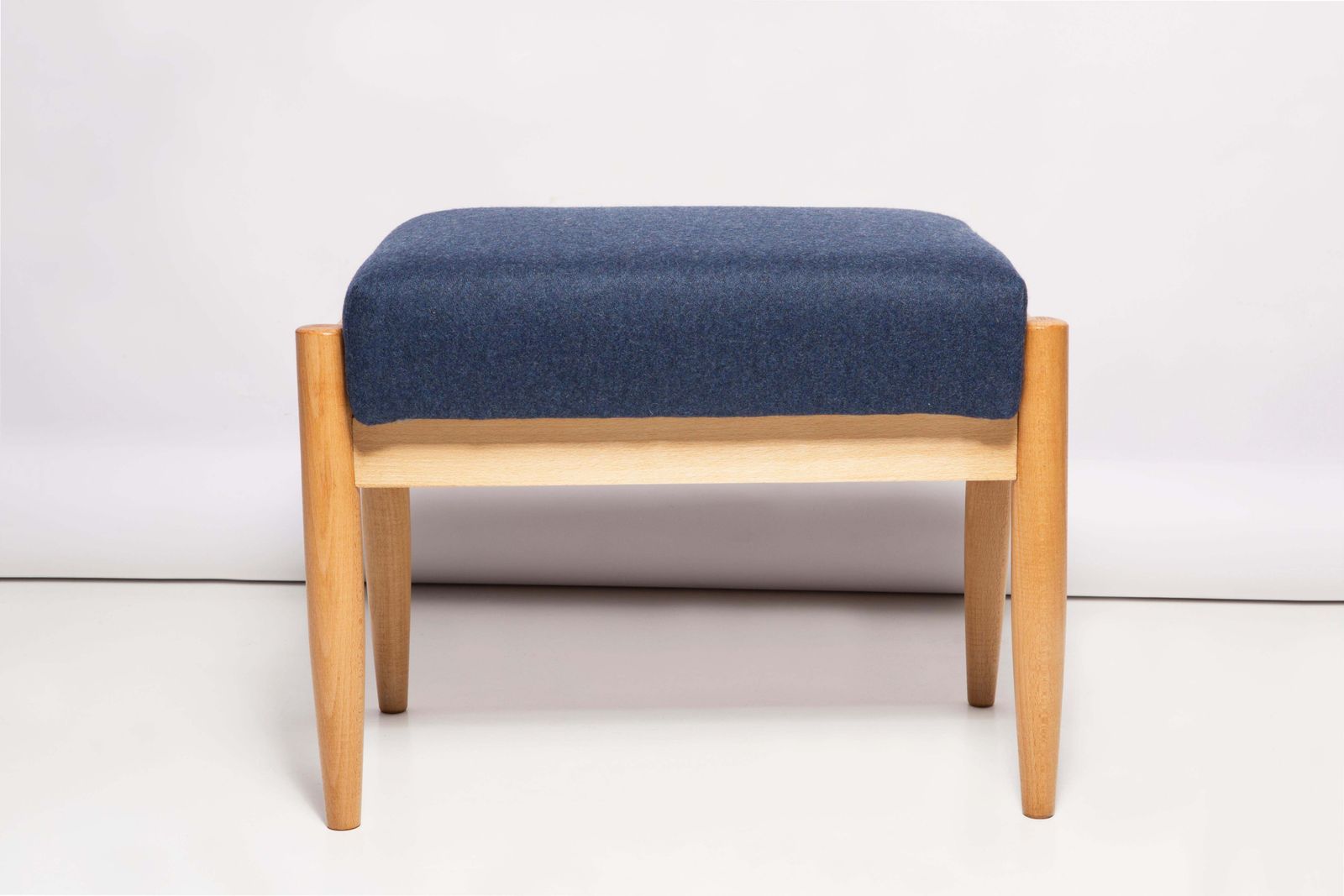 Pair Of 20th Century Navy Blue Wool Vintage Stools, Edmund Homa, 1960s photo for sale