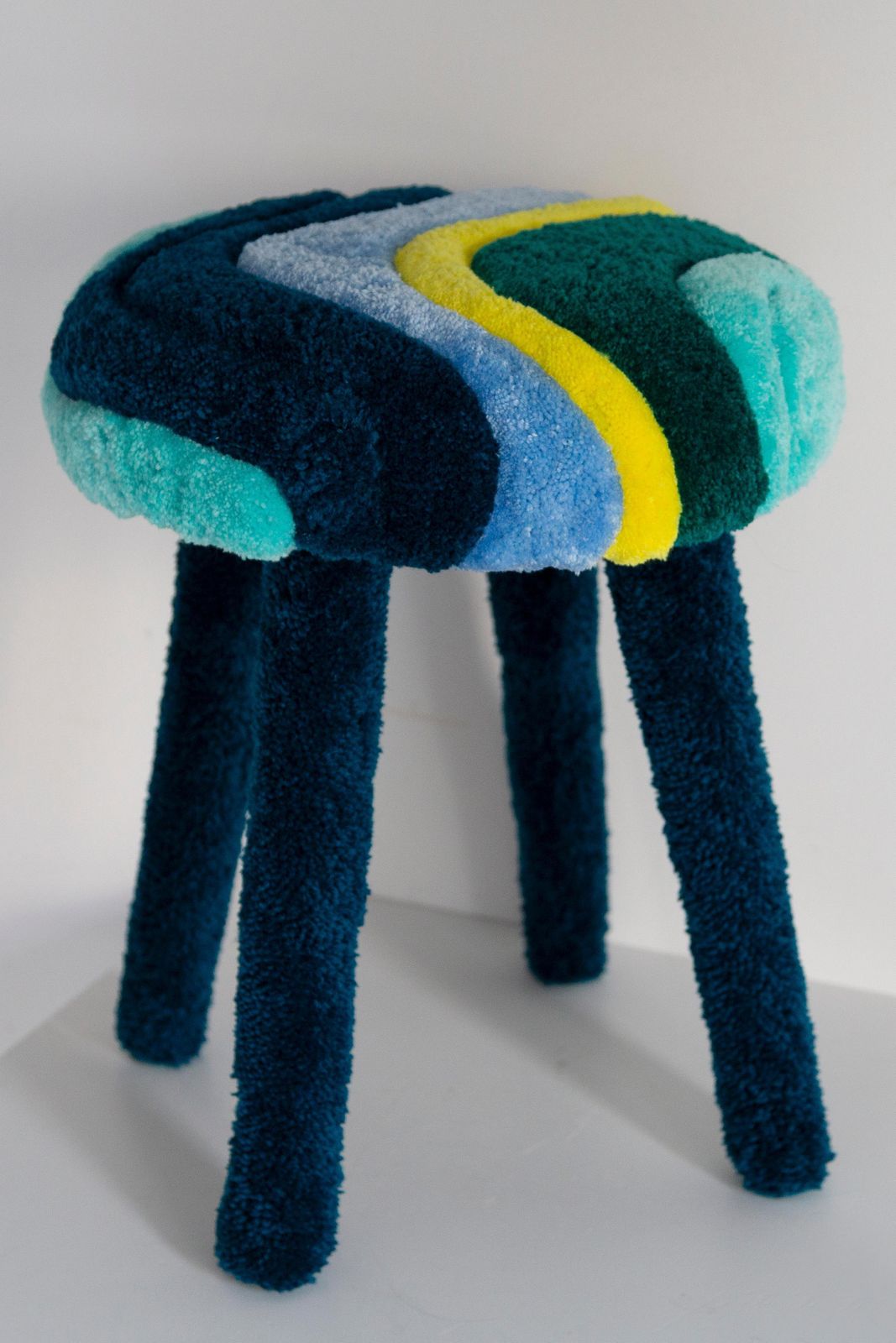 Set Of Two Mid Century Hand Tufting Wool Stools, Europe, 1960s photo vinterior