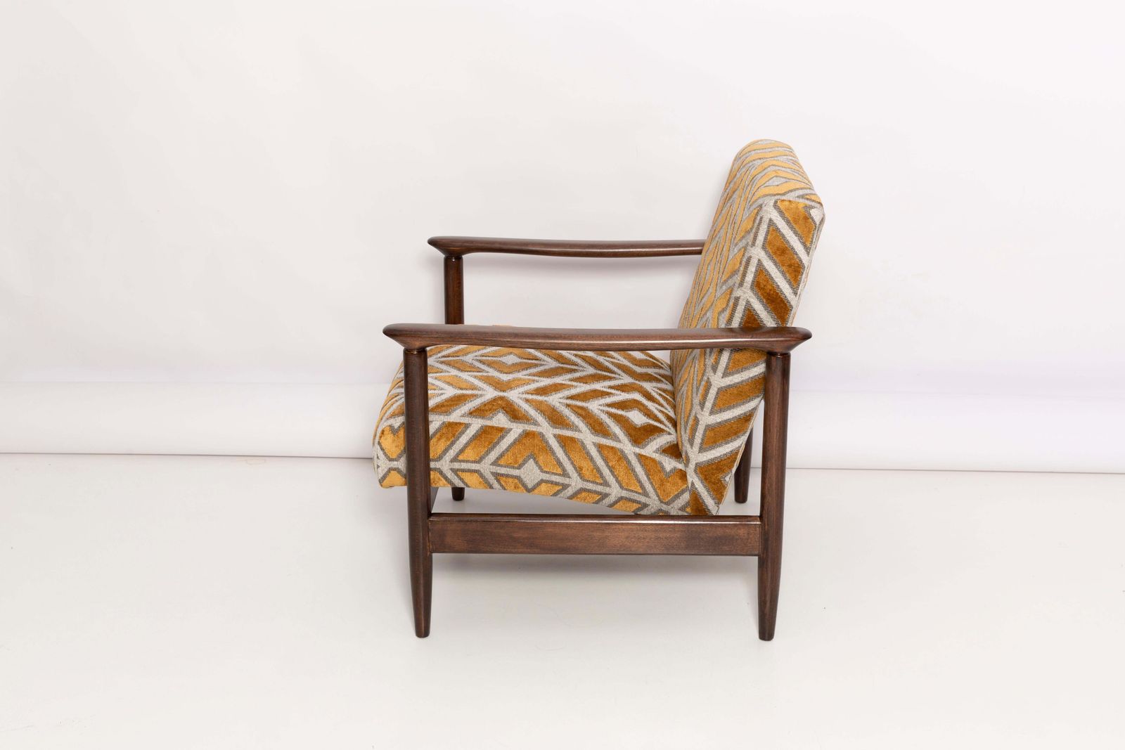 Mid Century Pattern Velvet Mustard Armchair, By Edmund Homa, Europe, 1960s. photo 1702.0