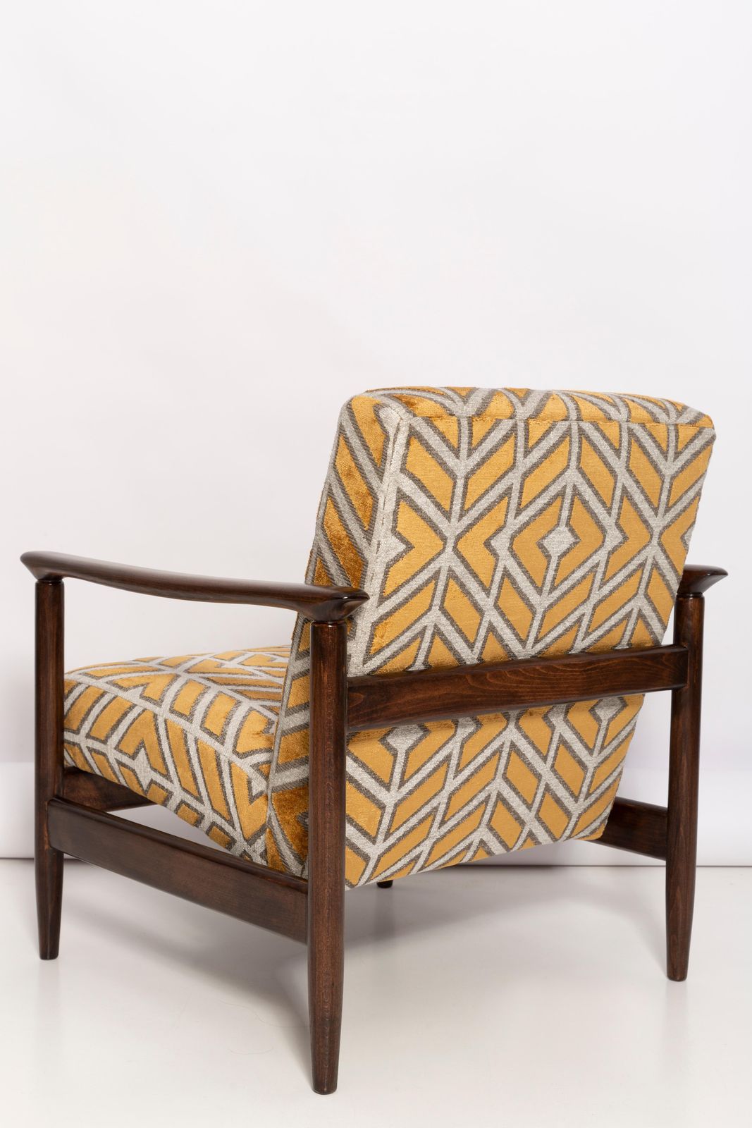 Mid Century Pattern Velvet Mustard Armchair, By Edmund Homa, Europe, 1960s. photo vinterior