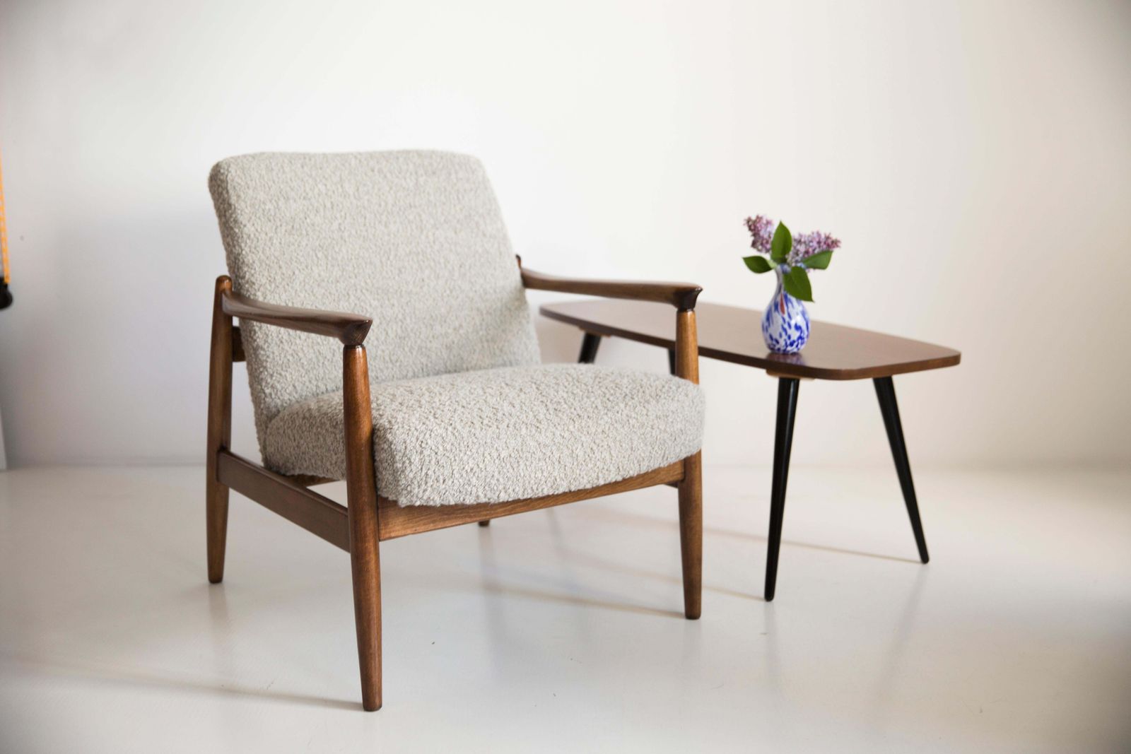 Midcentury Gray Alpaca Wool Armchair, Edmund Homa, Poland, 1960s photo furniture