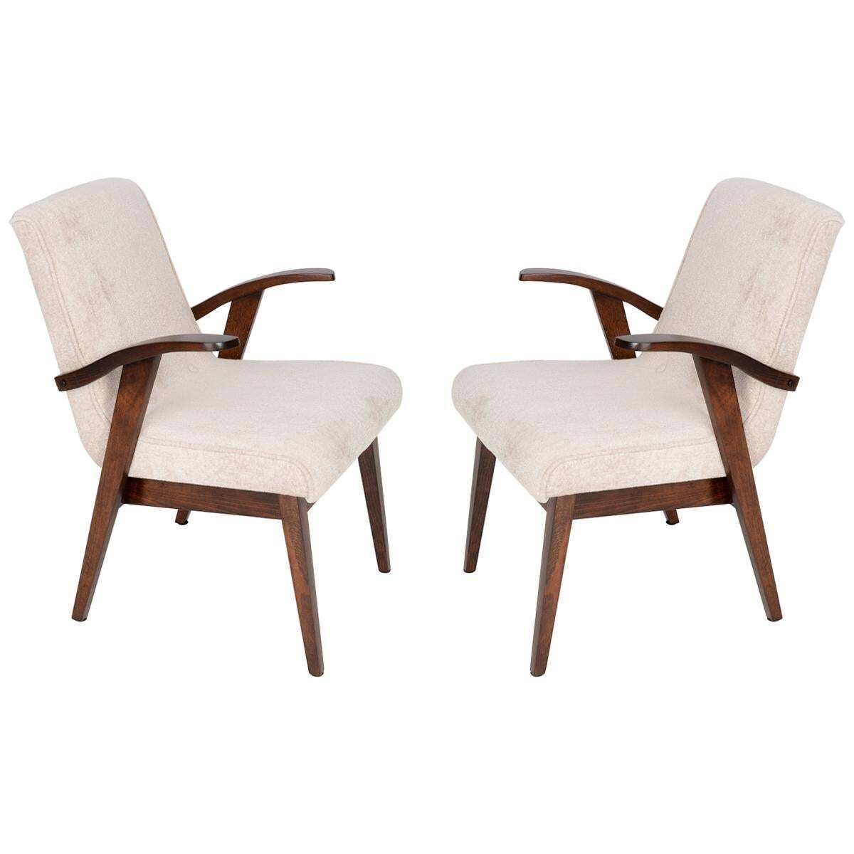 Set Of Two 20th Century Light Cream Armchairs By Mieczyslaw Puchala, 1960s