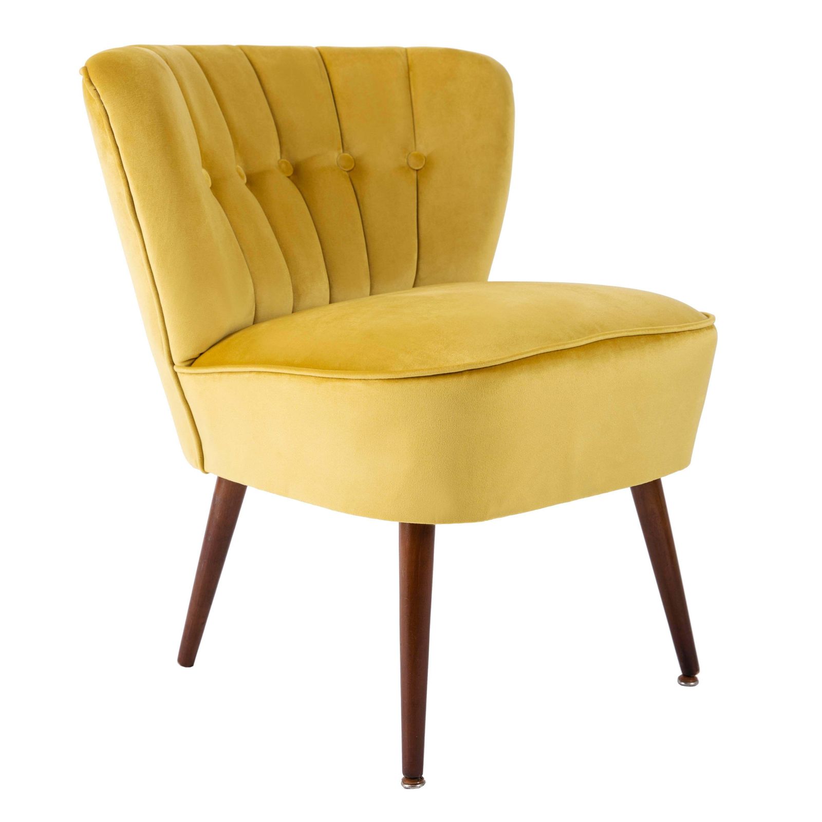 German Midcentury Yellow Velvet Club Armchair, Germany, 1960s