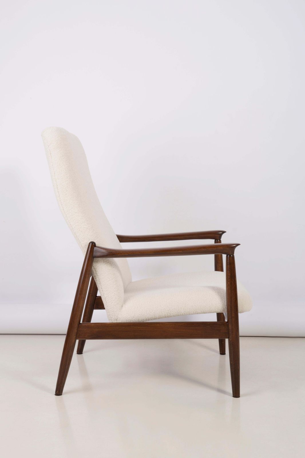 20th Century Crème Boucle Armchair And Stool, Edmund Homa, 1960s photo for sale