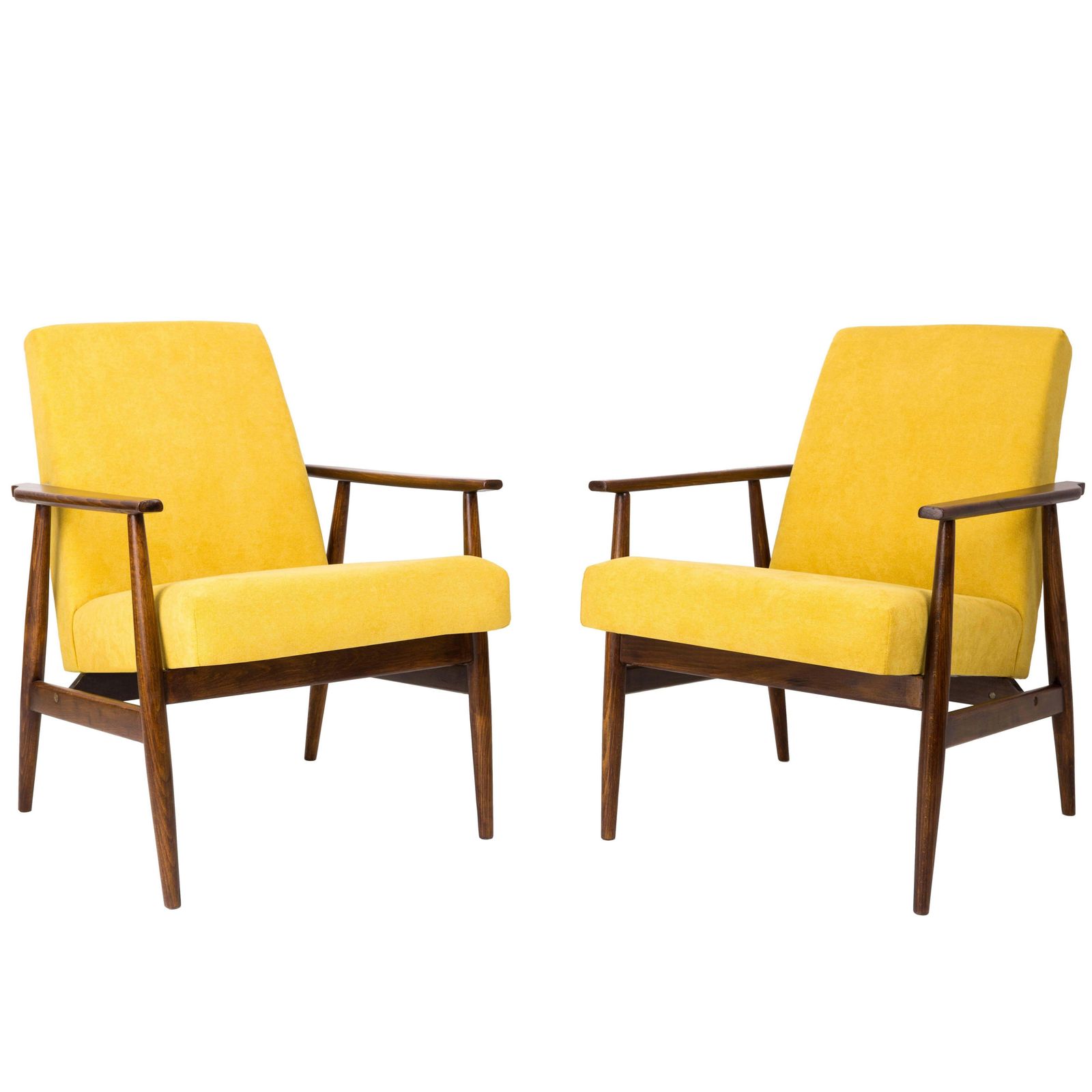 Pair Of Mid Century Yellow Dante Armchairs, H. Lis, Europe, 1960s.