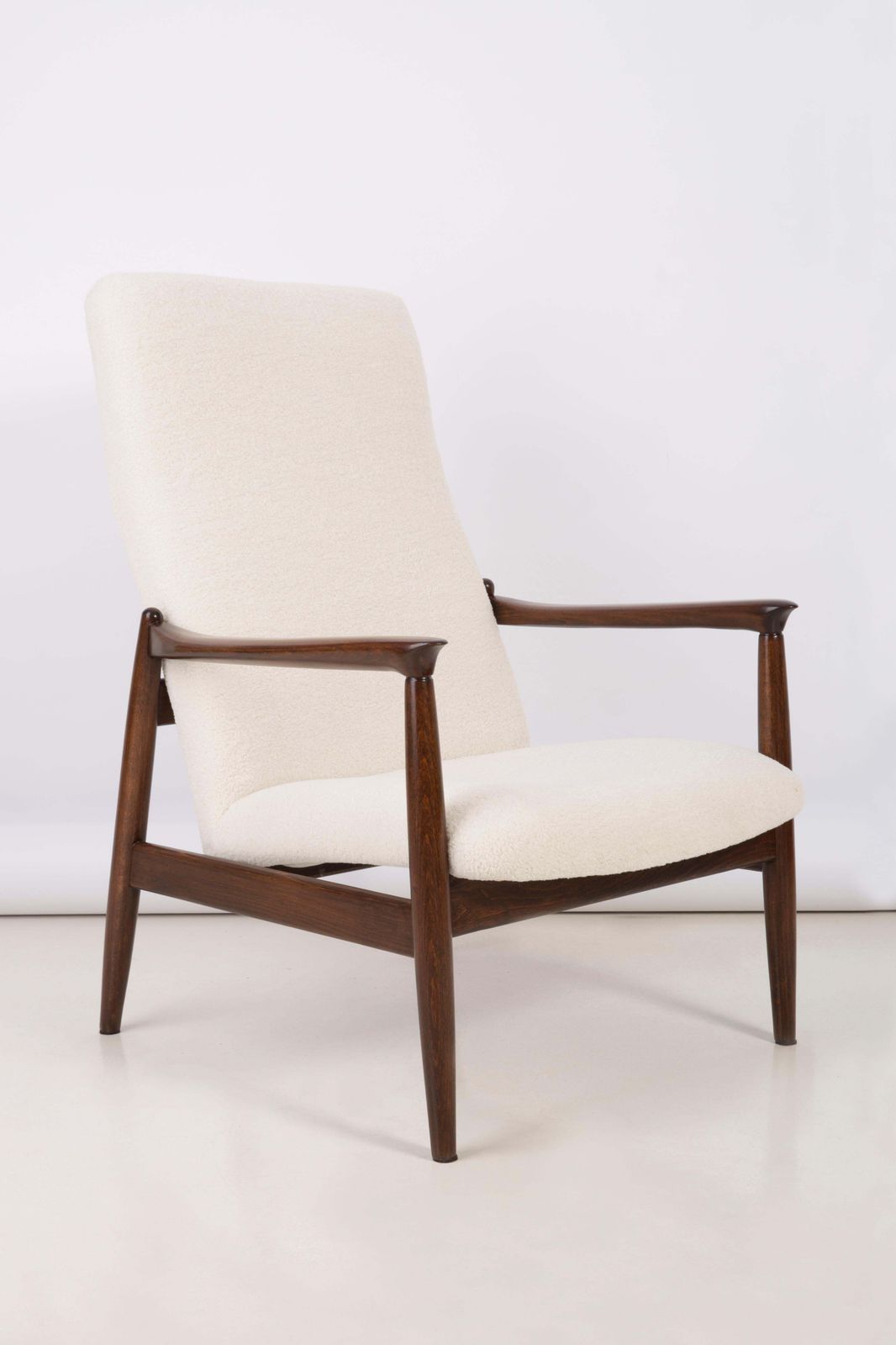 20th Century Crème Boucle Armchair And Stool, Edmund Homa, 1960s photo Furniture