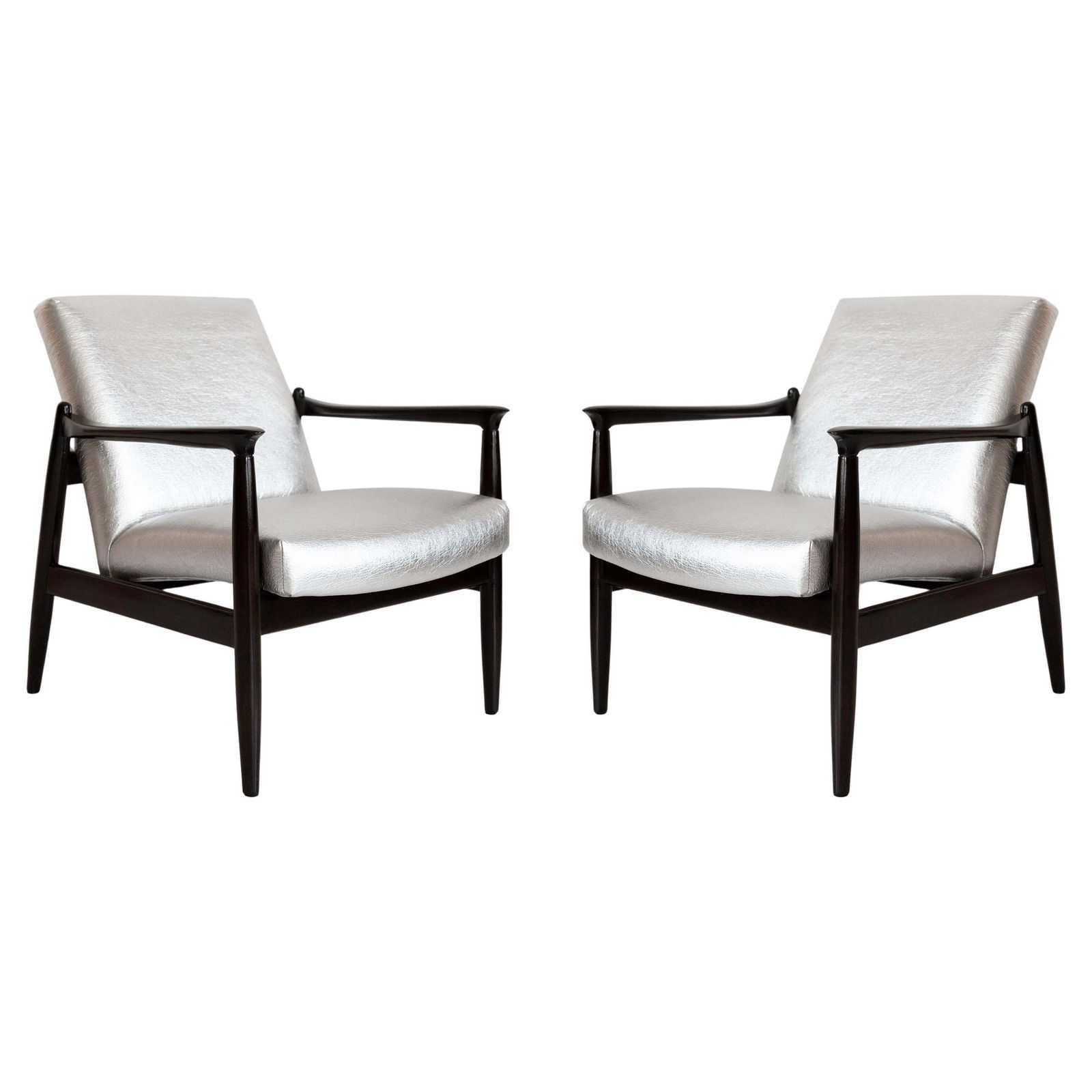Two Mid Century Metalic Pineapple Leather Gfm 64 Armchairs, Homa, Europe, 1960s