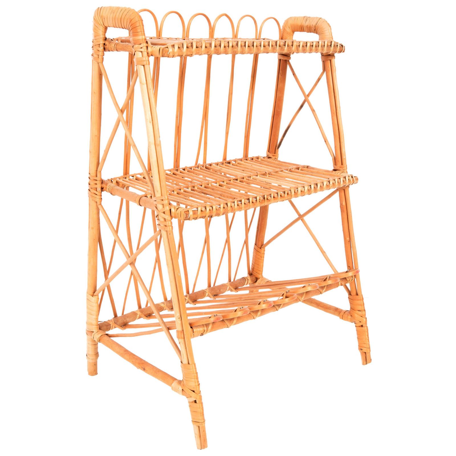 Midcentury Rattan Flowerbed Pedestal, Side Table, Germany, 1970s