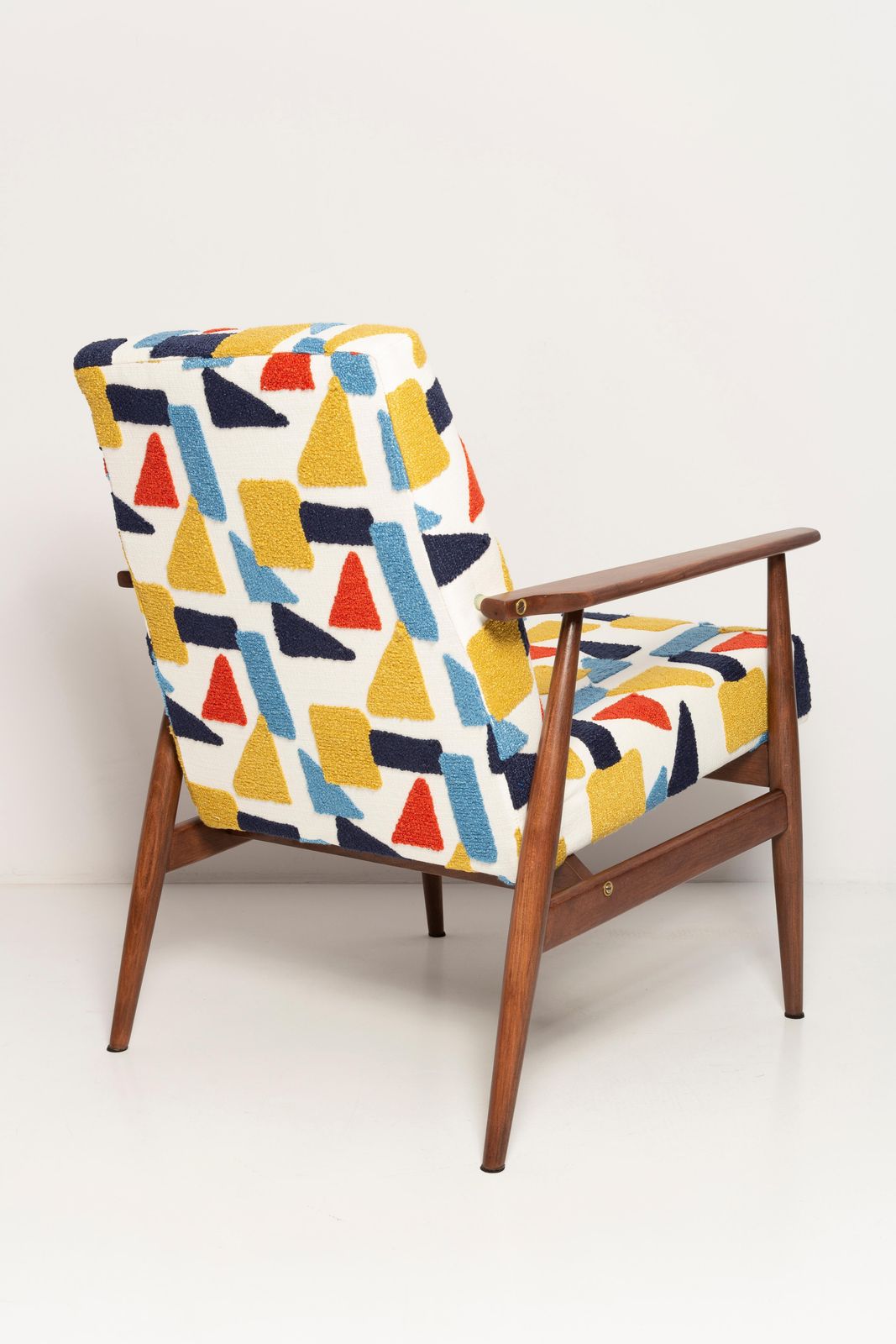 Pair Of Mid Century Pop Art White Boucle Armchairs, H. Lis, Poland, 1960s photo buy