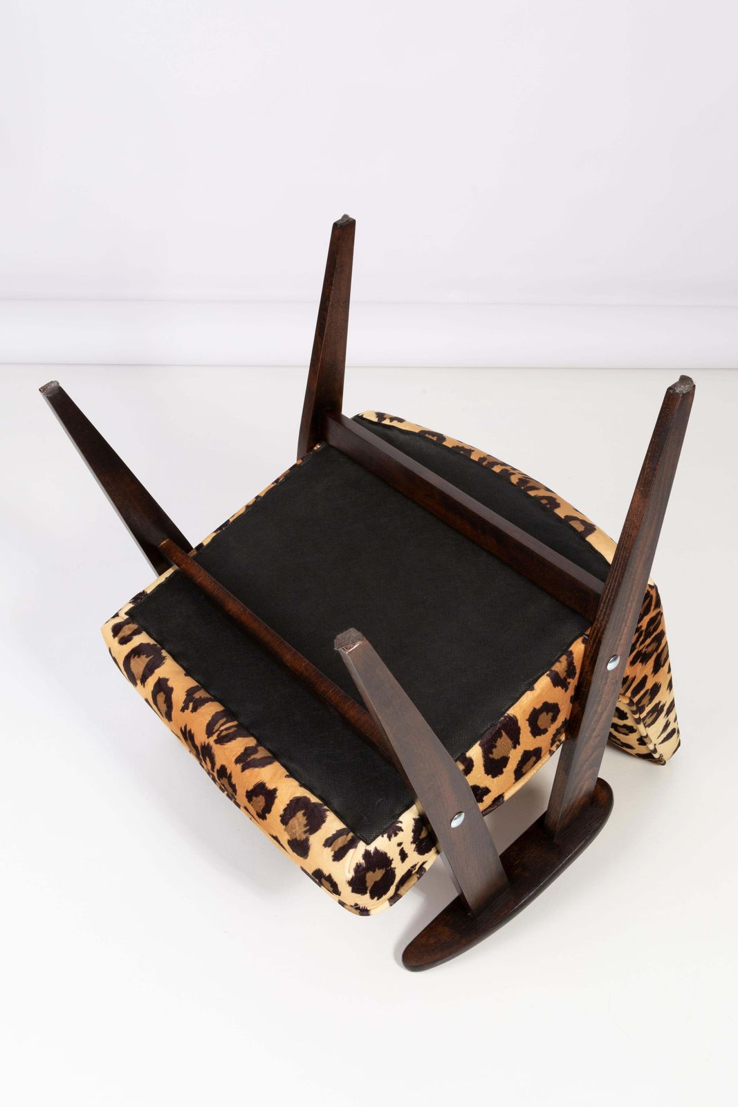 Furniture Two Midcentury 366 Armchairs In Leopard Print Velvet, Jozef Chierowski, 1960s photo