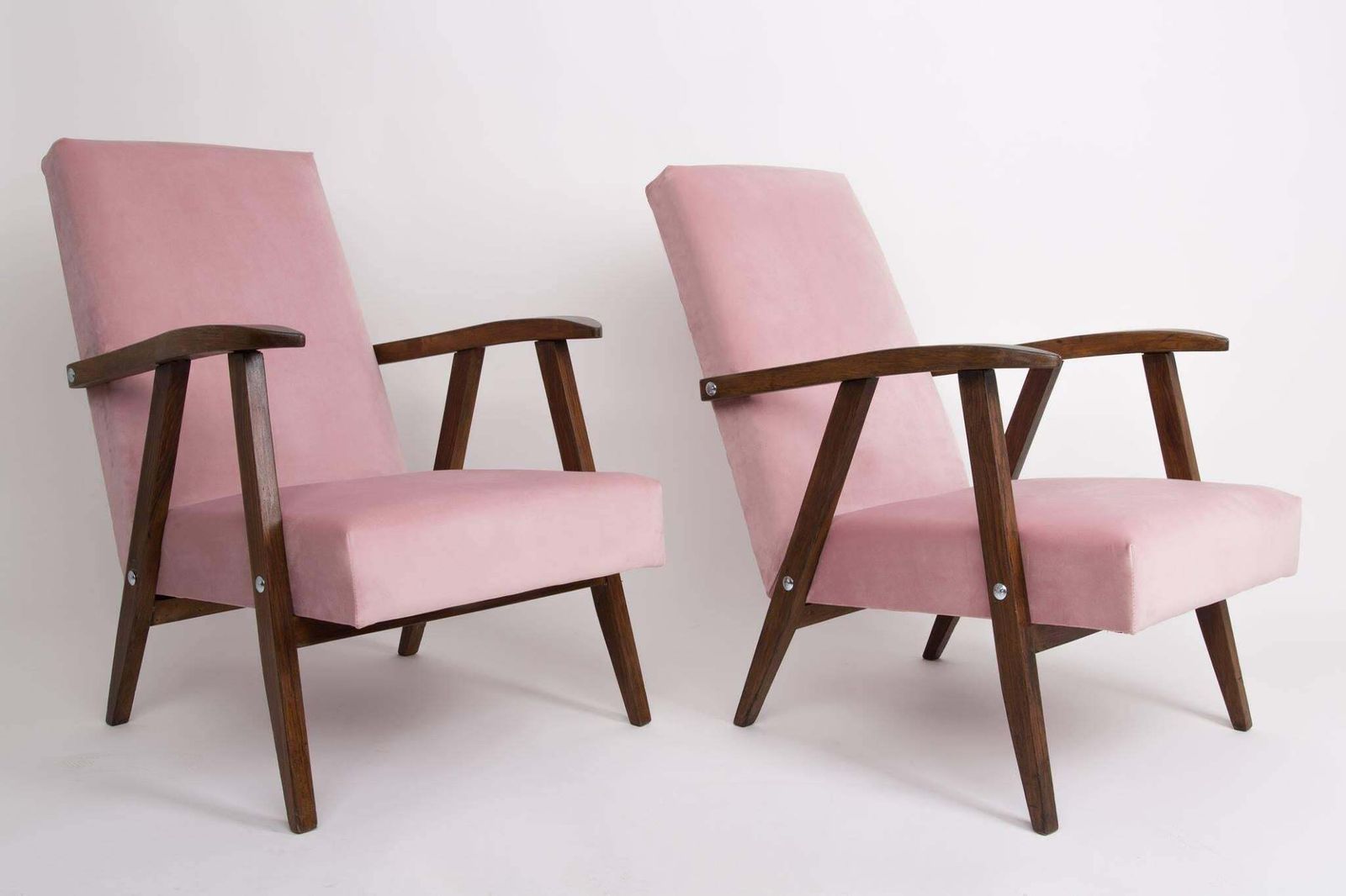 Set Of Two Vintage Baby Pink Var Armchairs, 1960s photo for sale