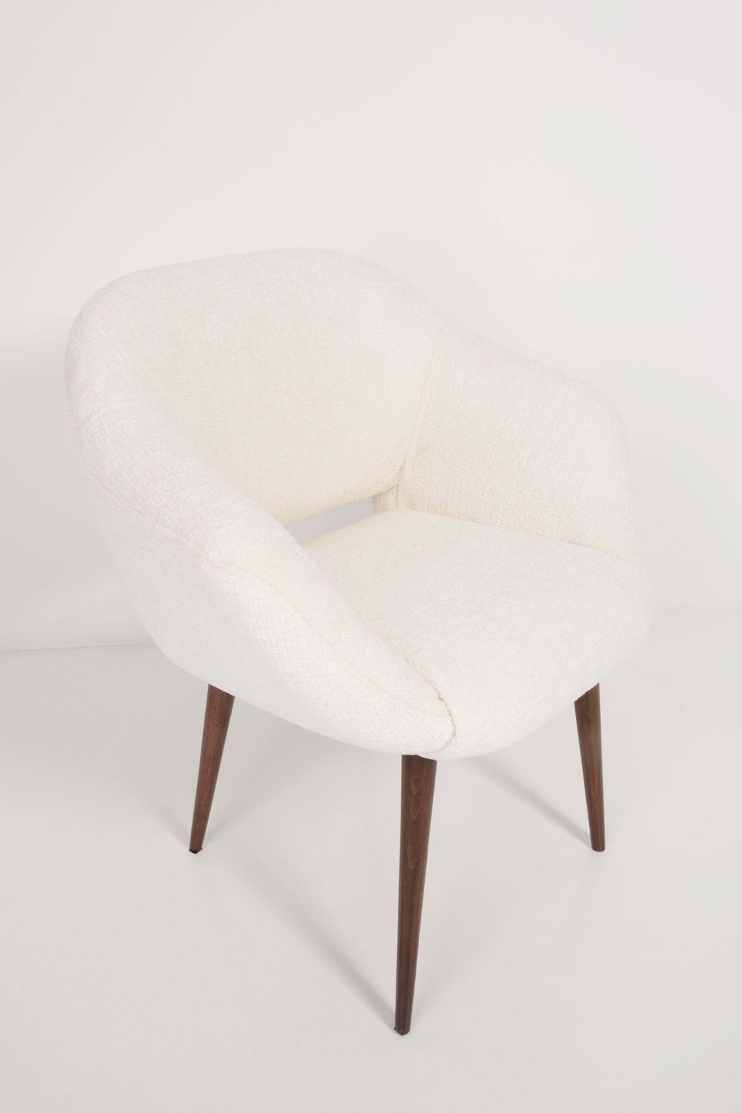Furniture Pair Of Midcentury White Boucle Club Armchairs, 1960s photo