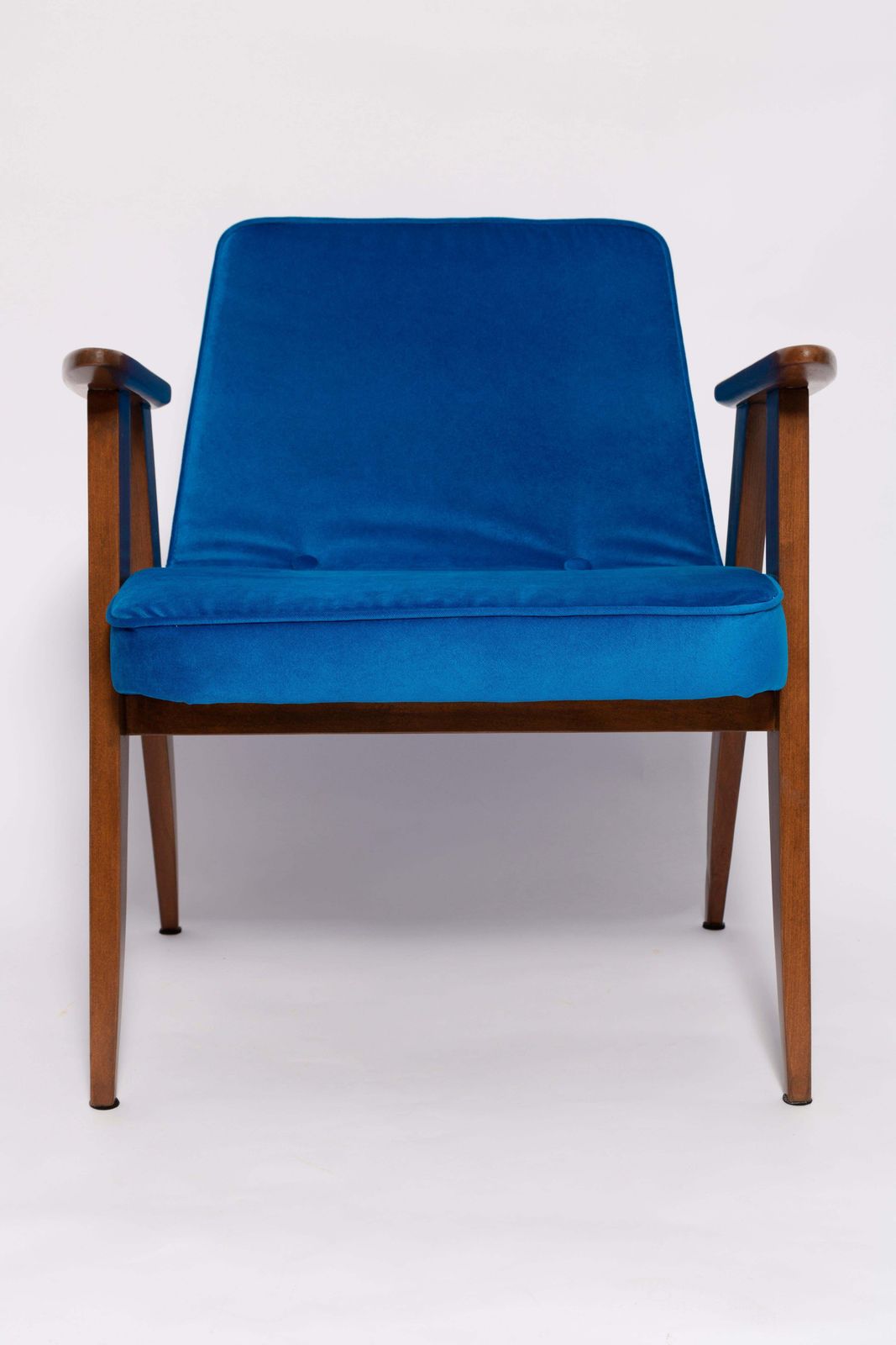 2551.0 Pair Of Mid Century 366 Armchairs In Blue Velvet, Jozef Chierowski, Europe 1960 photo