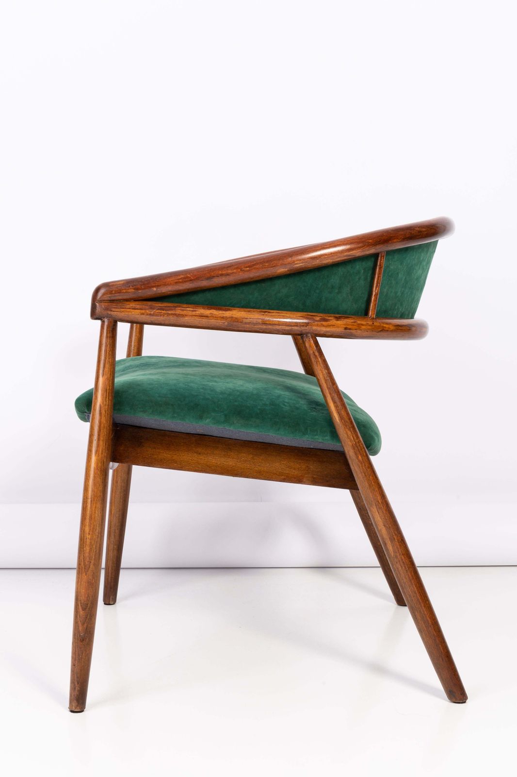 photo for sale Set Of Two James Mont Bent Beech Armchairs, Dark Green, B 3300 Type, 1960s