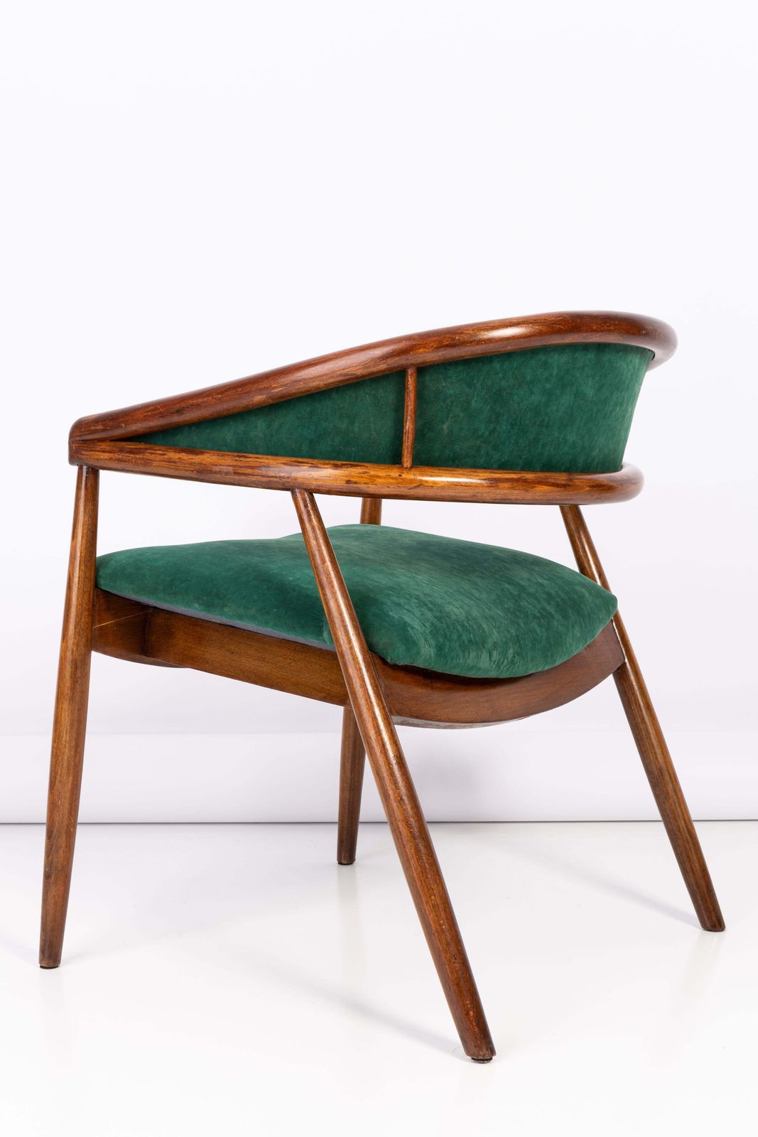 2551.0 Set Of Two James Mont Bent Beech Armchairs, Dark Green, B 3300 Type, 1960s photo