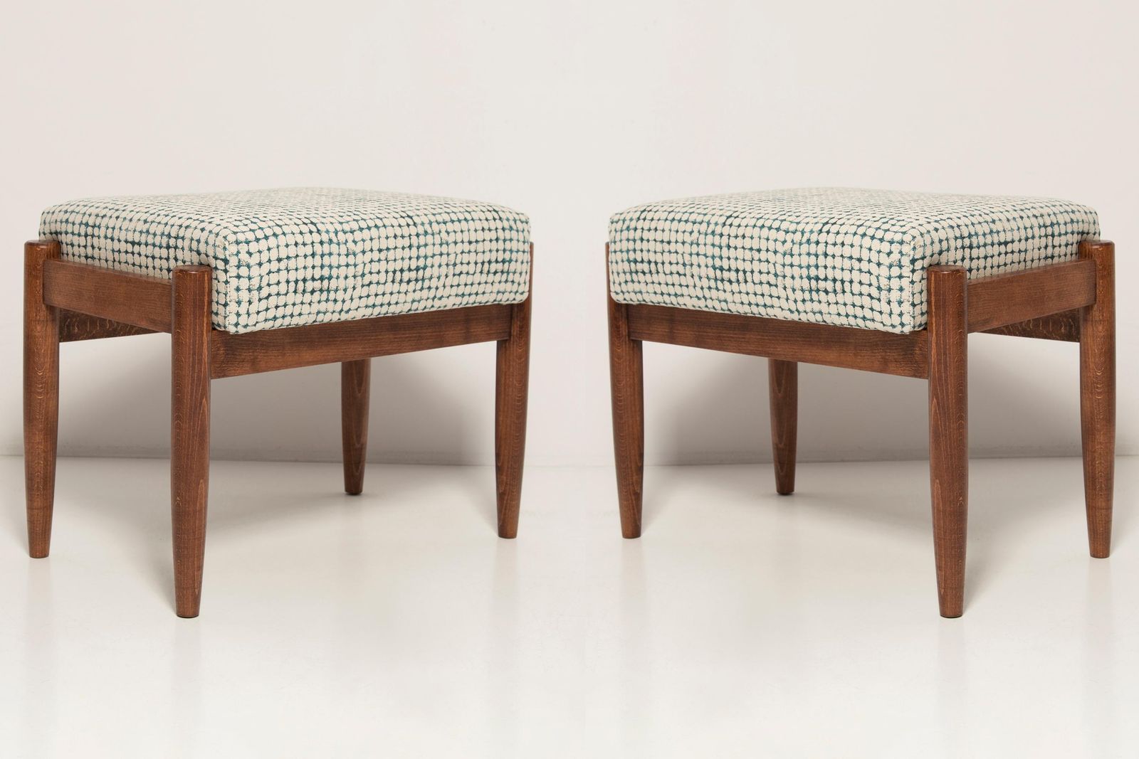 Set Of Mid Century White And Aqua Armchairs And Stools, Edmund Homa, Europe, 1960s photo furniture