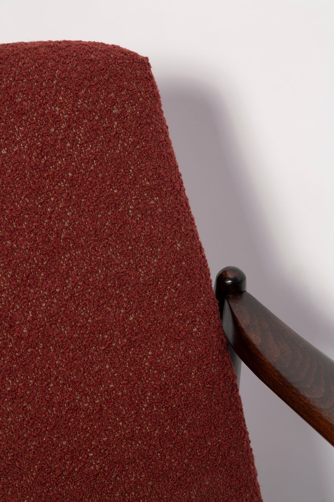 Two Mid Century Burgundy Boucle Gfm 64 Armchairs, Edmund Homa, Europe, 1960s photo 2551.0