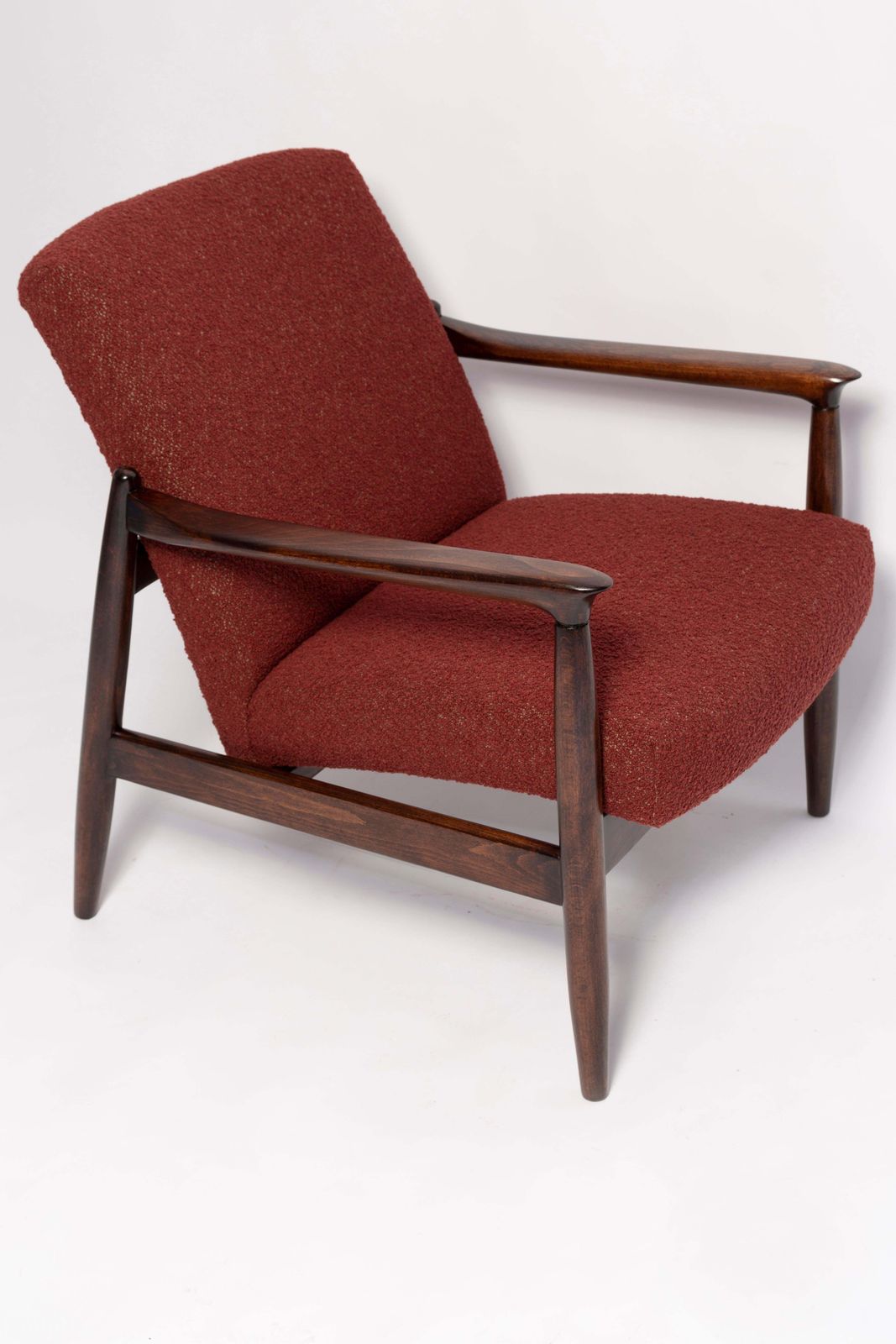 Two Mid Century Burgundy Boucle Gfm 64 Armchairs, Edmund Homa, Europe, 1960s photo buy
