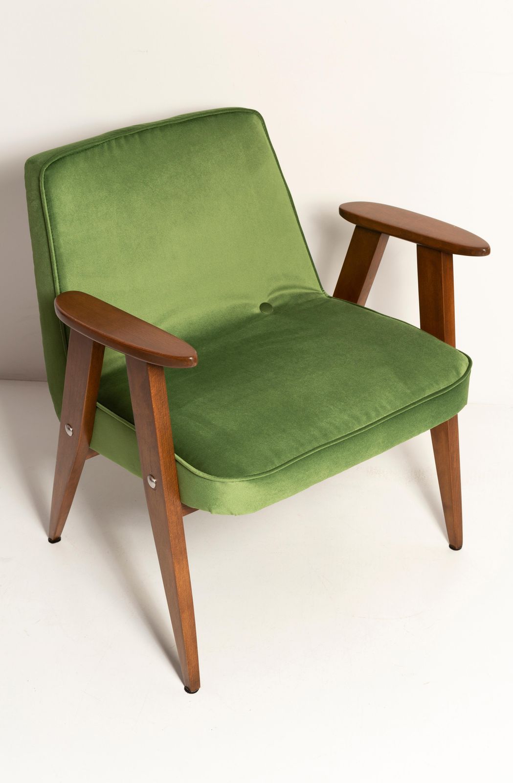 Pair Of Mid Century 366 Armchairs, Green And Orange, By Chierowski Europe, 1960s photo for sale
