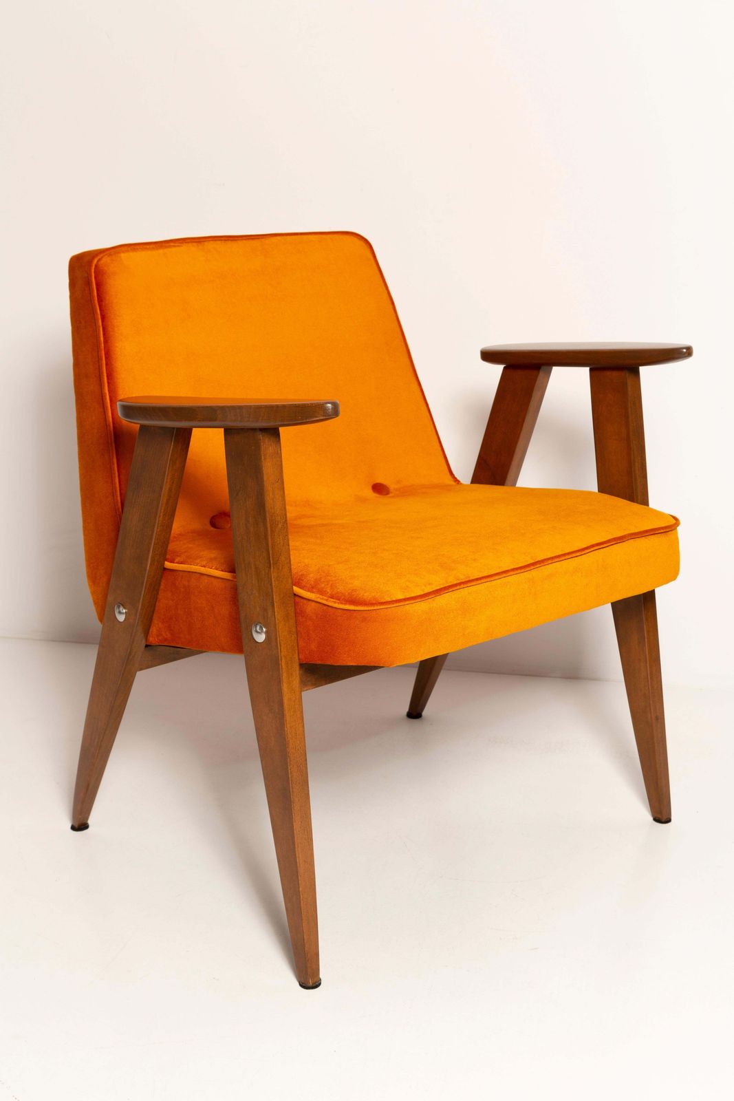 Furniture Pair Of Mid Century 366 Armchairs, Green And Orange, By Chierowski Europe, 1960s photo