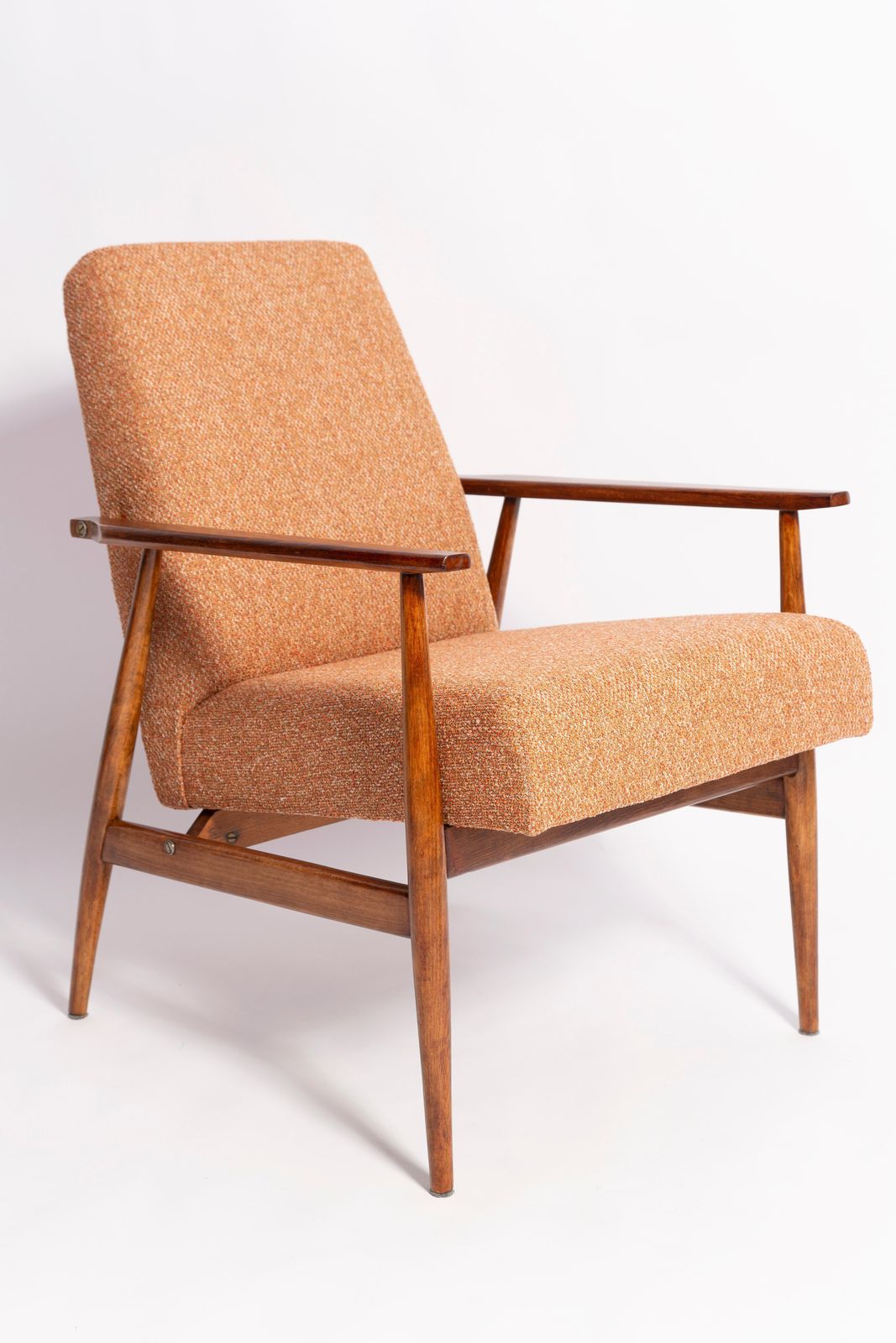 Set Of Two Mid Century Melange Orange Dante Armchairs And Stools, H. Lis, 1960s photo Furniture