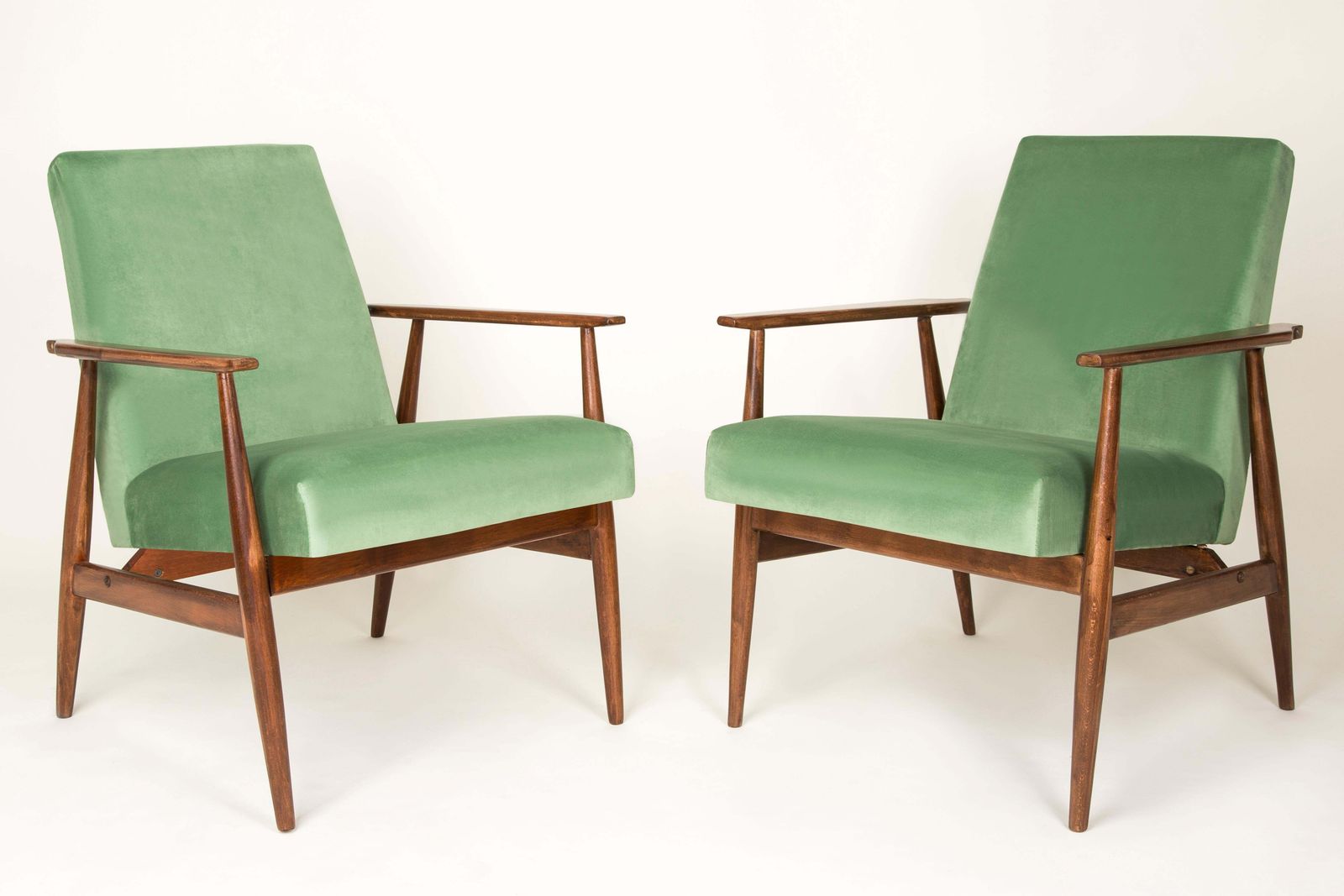 20th Century Pair Of Mint Green Dante Armchairs, H. Lis, 1960s photo furniture