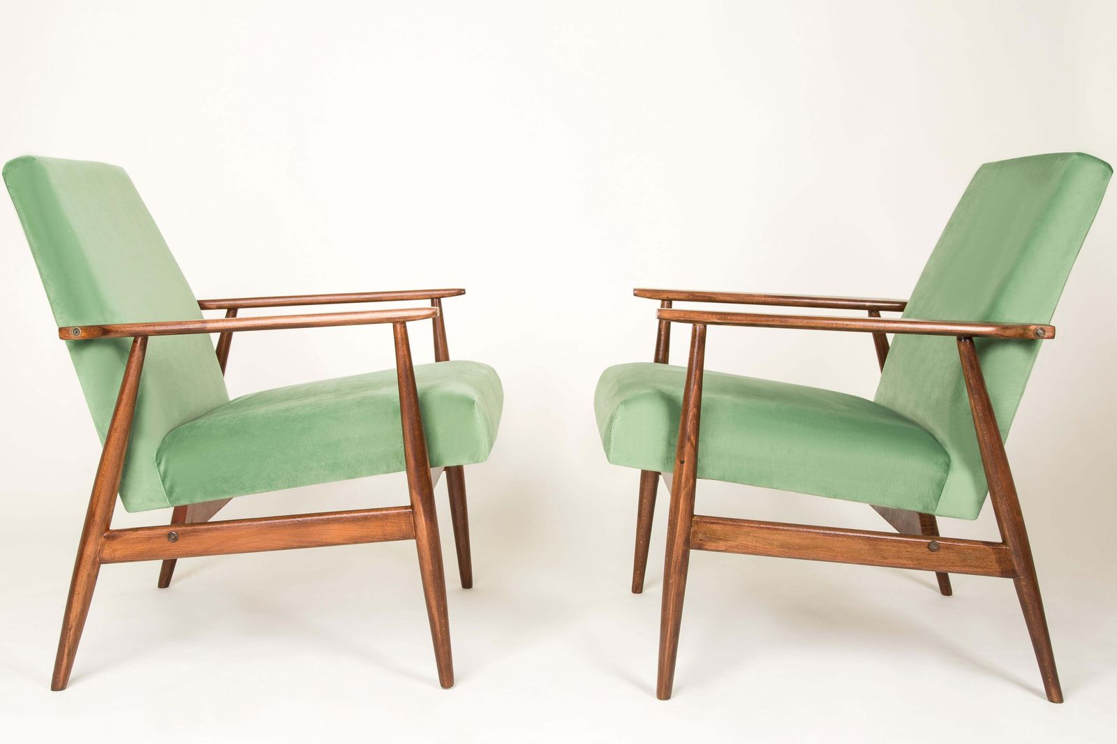 20th Century Pair Of Mint Green Dante Armchairs, H. Lis, 1960s photo for sale