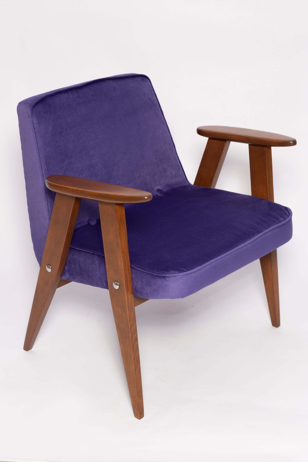 Pair Of Mid Century 366 Armchairs, Purple Velvet, Jozef Chierowski, Europe 1960 photo for sale