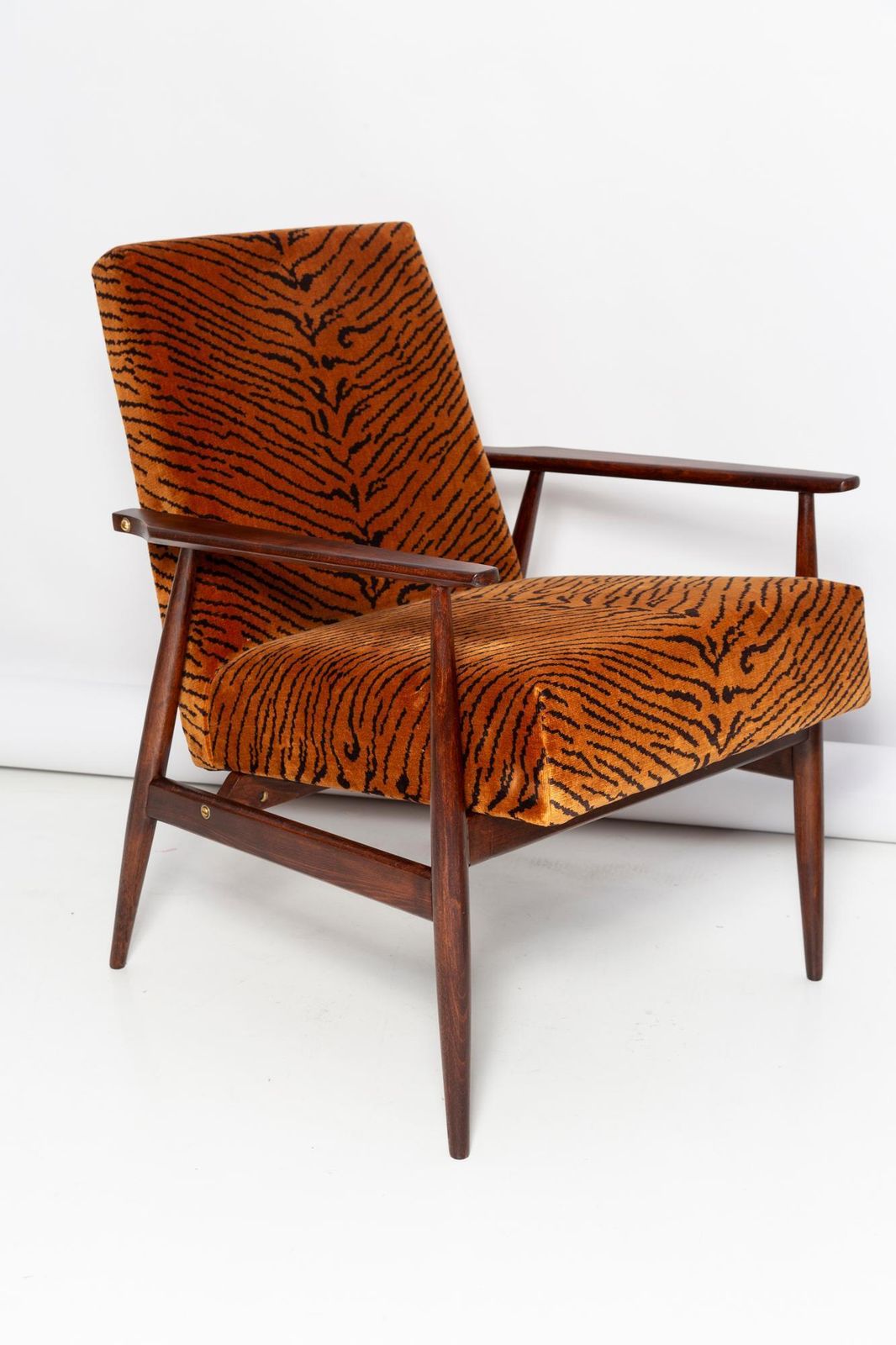 Pair Of Mid Century Dedar Tiger Velvet Dante Armchairs, H. Lis, Europe, 1960s photo for sale