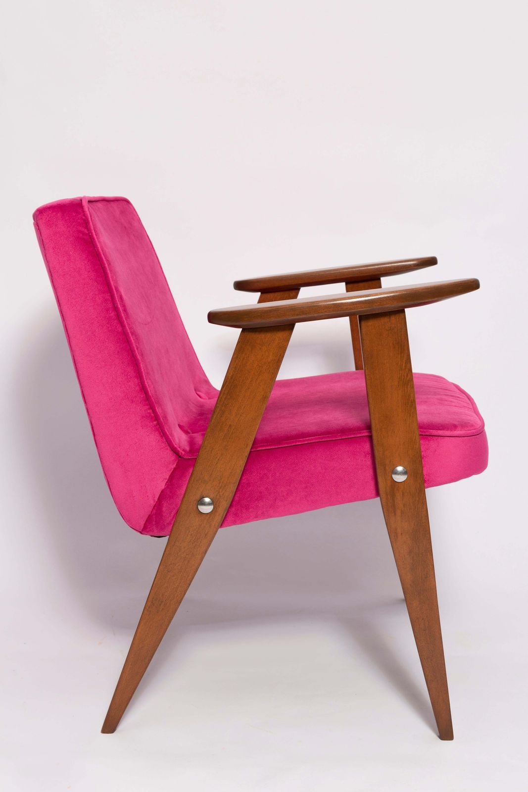 2551.0 Pair Of Mid Century 366 Armchairs, Pink And Blue, By Chierowski Europe, 1960s photo