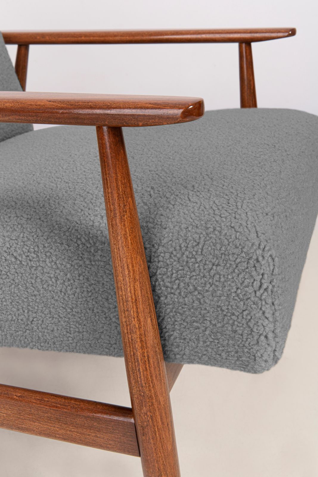 Pair Of Mid Century Grey Bouclé Dante Armchairs, H. Lis, 1960s photo vinterior
