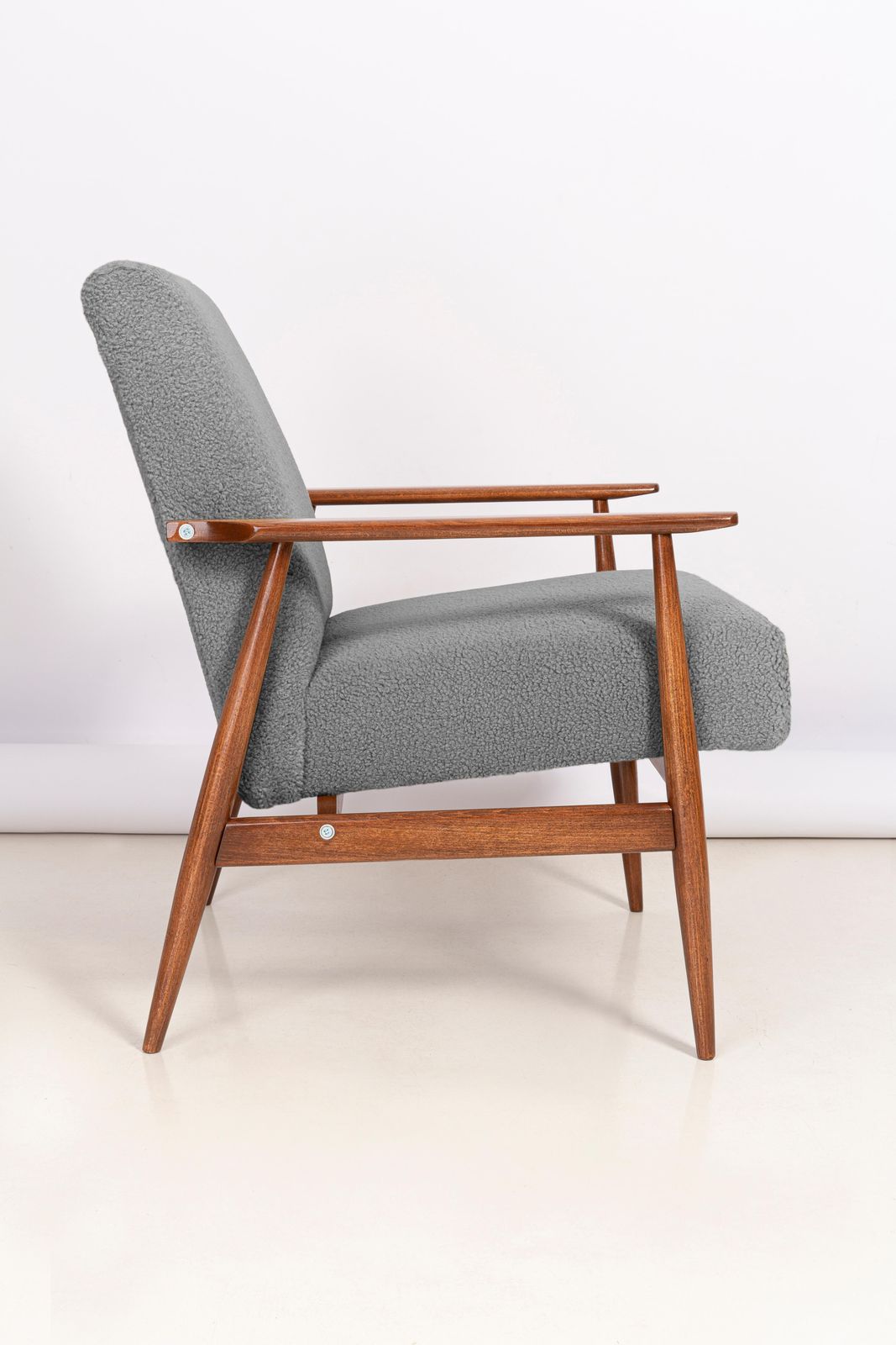 photo furniture Pair Of Mid Century Grey Bouclé Dante Armchairs, H. Lis, 1960s